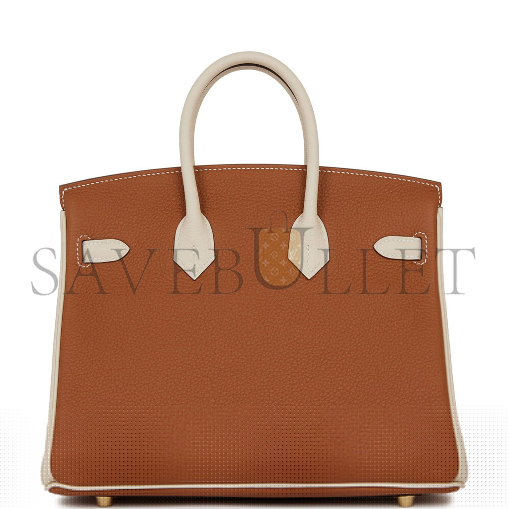 H**mes special order (hss) birkin 25 gold and craie togo brushed gold hardware handmade (25cm)