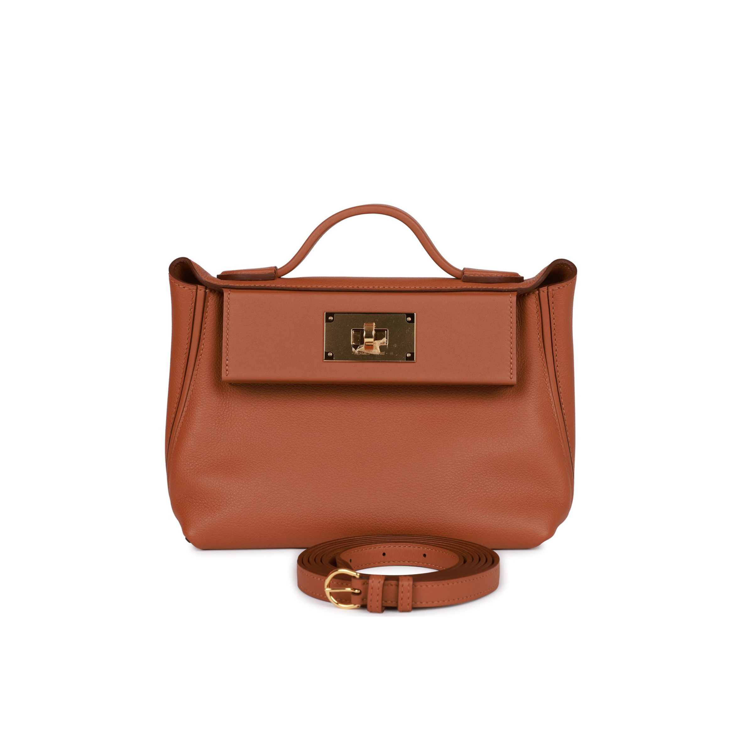H**mes mini 2424 bag gold evercolor and swift gold hardware (23*16*11cm)