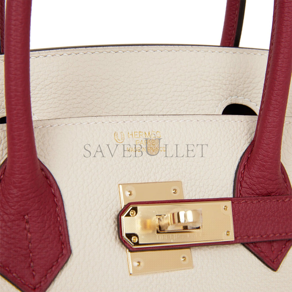 H**mes special order (hss) birkin 30 craie and rouge grenat togo permabrass hardware ( 30cm*22*16cm)