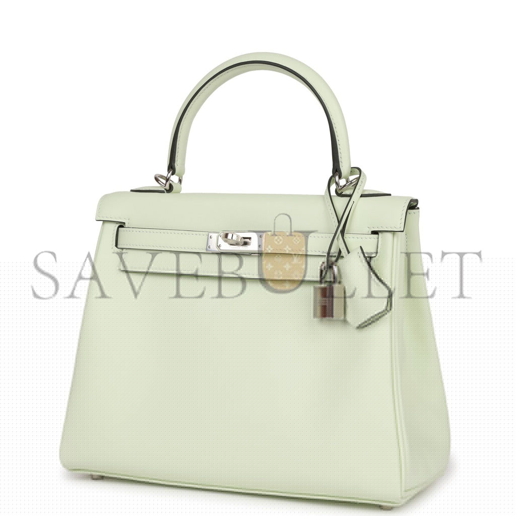 H**mes kelly retourne 25 vert fizz swift palladium hardware handmade (25*17*7cm)
