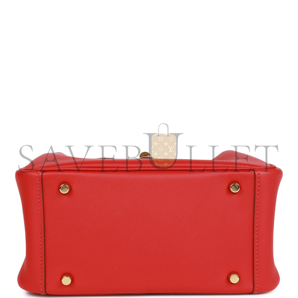 H**mes mini lindy rouge piment swift gold hardware (19*12.5*9)
