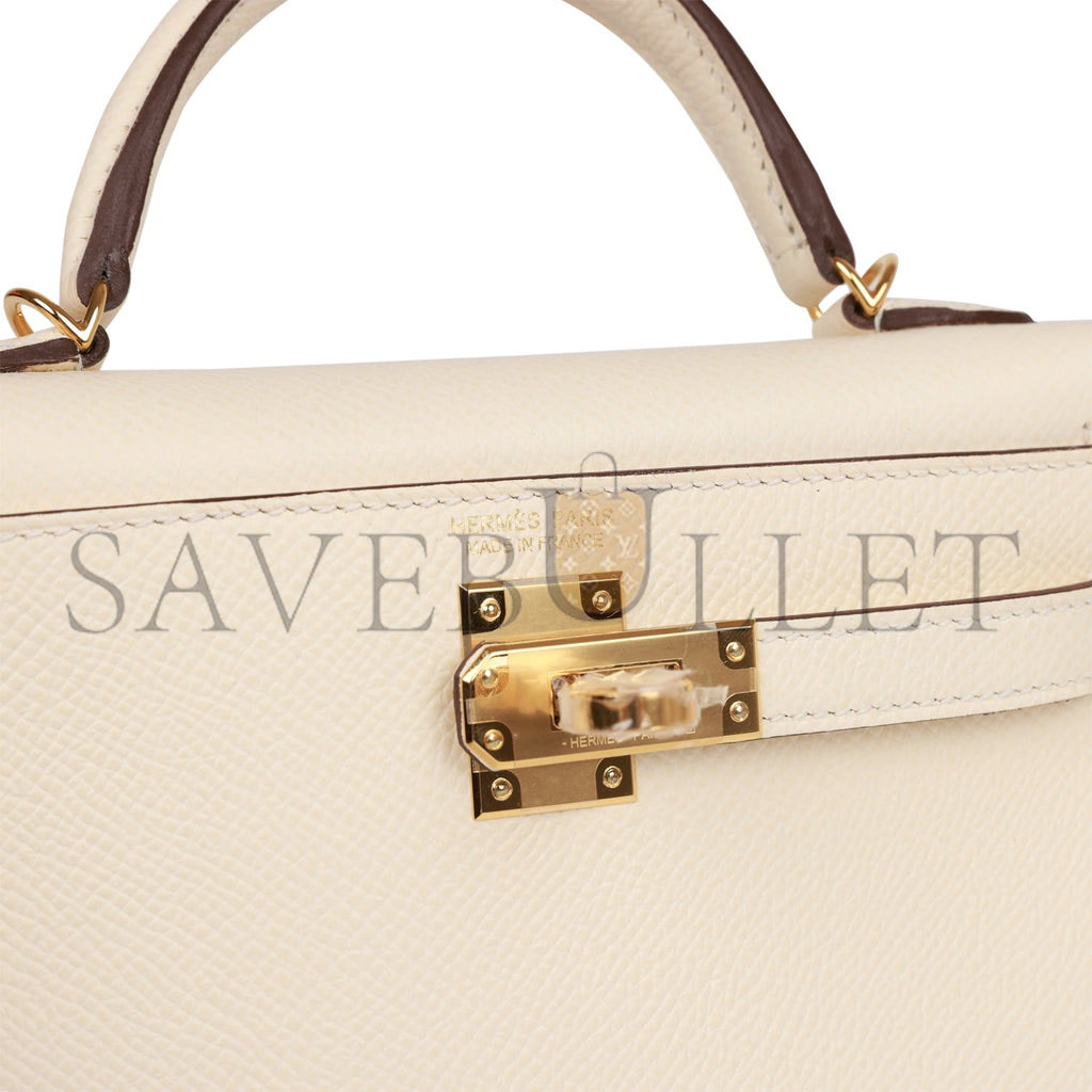 H**mes mini kelly sellier 20 nata epsom gold hardware (19*12*5.5cm)