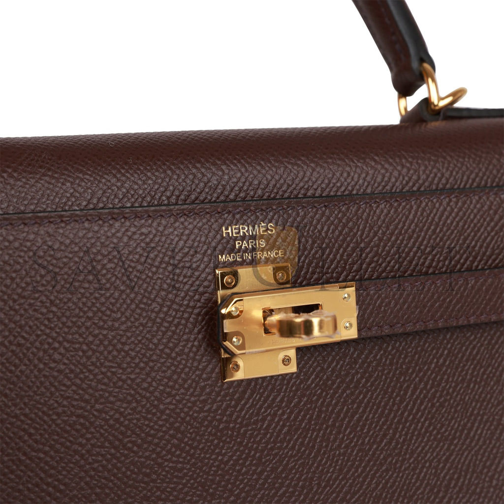 H**mes kelly sellier 25 rouge sellier epsom gold hardware handmade (25*17*7cm)
