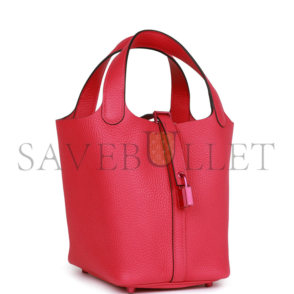 H**mes monochrome picotin 18 rose mexico clemence pink hardware  (18*12*19cm)