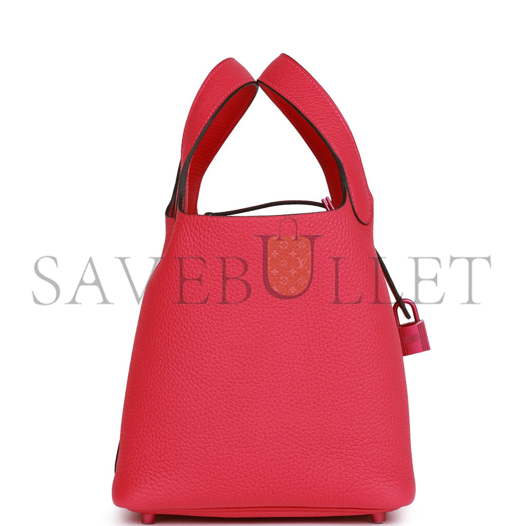 H**mes monochrome picotin 18 rose mexico clemence pink hardware  (18*12*19cm)