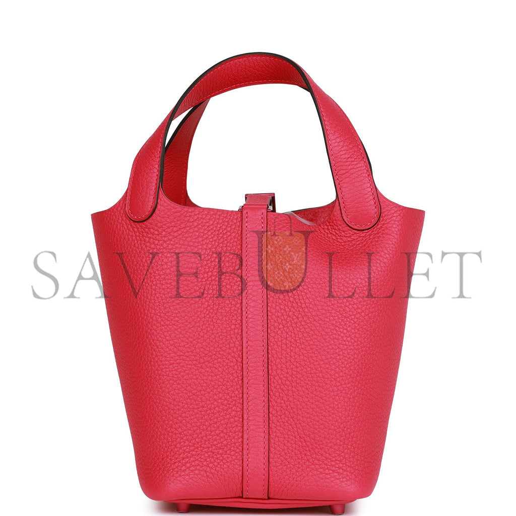 H**mes monochrome picotin 18 rose mexico clemence pink hardware  (18*12*19cm)