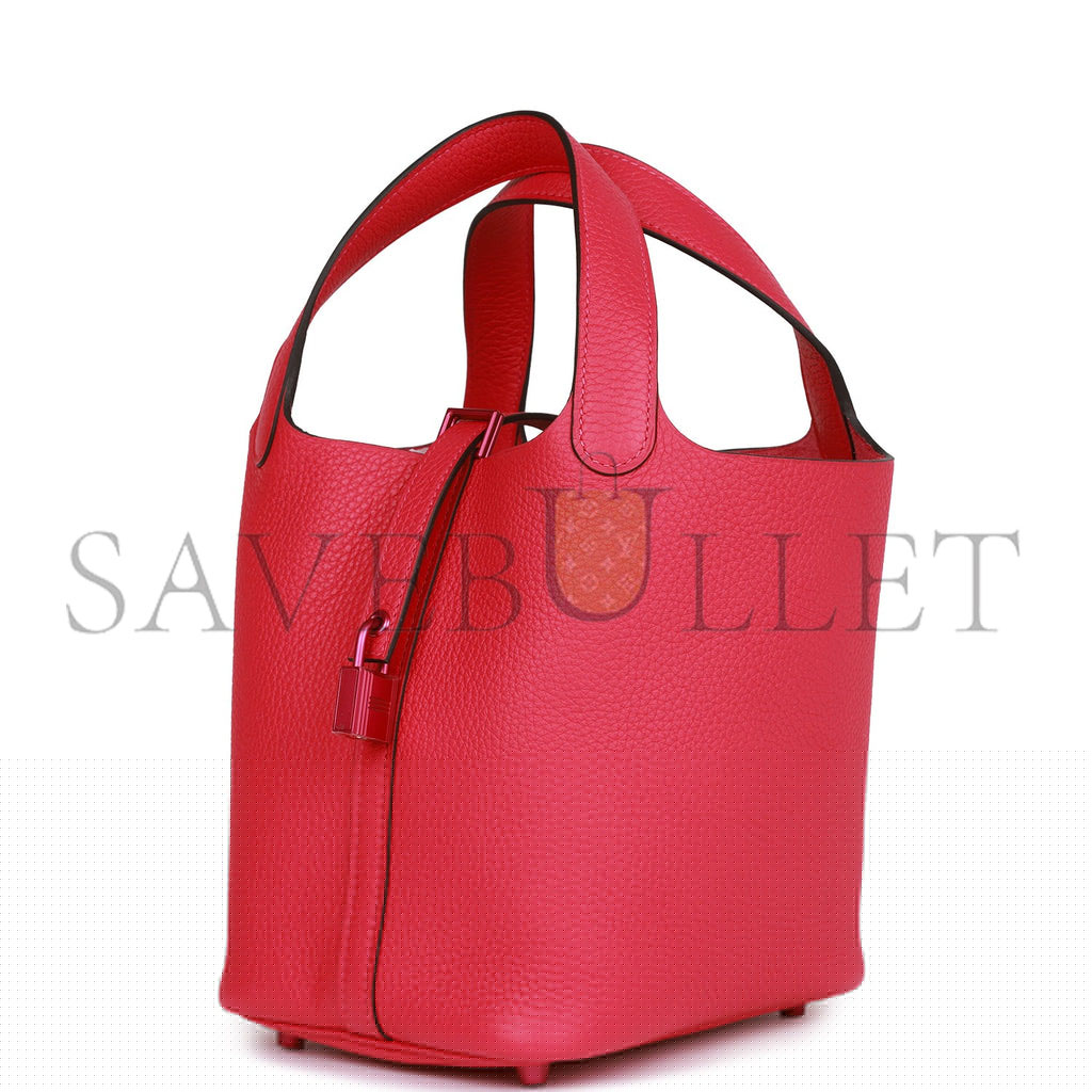 H**mes monochrome picotin 18 rose mexico clemence pink hardware  (18*12*19cm)