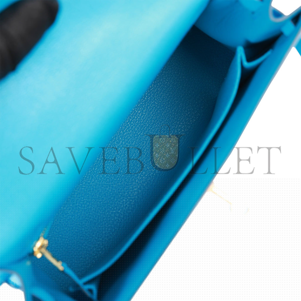 H**mes kelly sellier 25 bleu frida chevre gold hardware   (25*17*7cm)