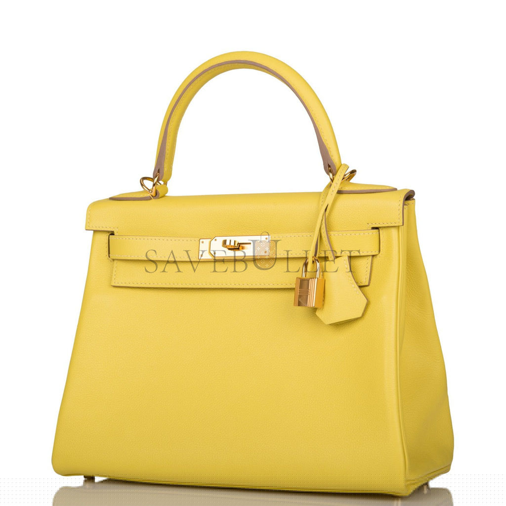 H**mes kelly retourne 28 lime evercolor gold hardware  (28*22*10cm)