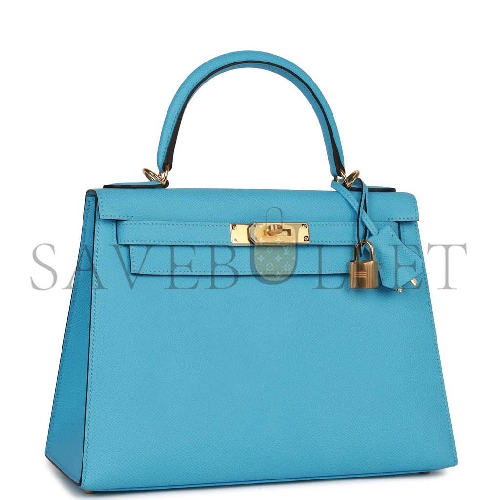 H**mes kelly sellier 28 celeste epsom gold hardware  (25*17*7cm)