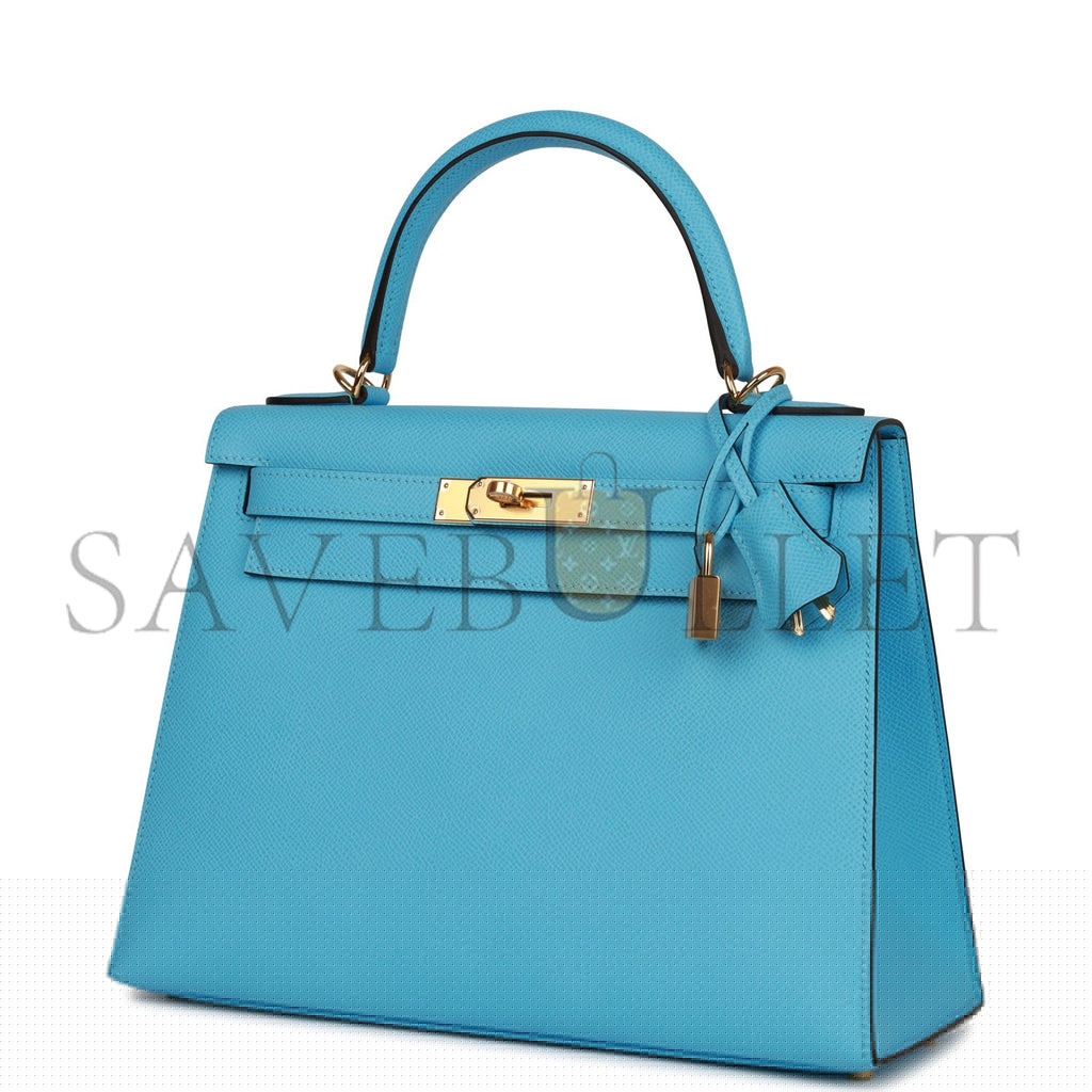 H**mes kelly sellier 28 celeste epsom gold hardware  (25*17*7cm)
