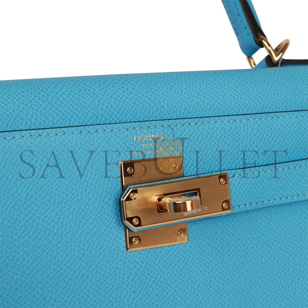 H**mes kelly sellier 28 celeste epsom gold hardware  (25*17*7cm)