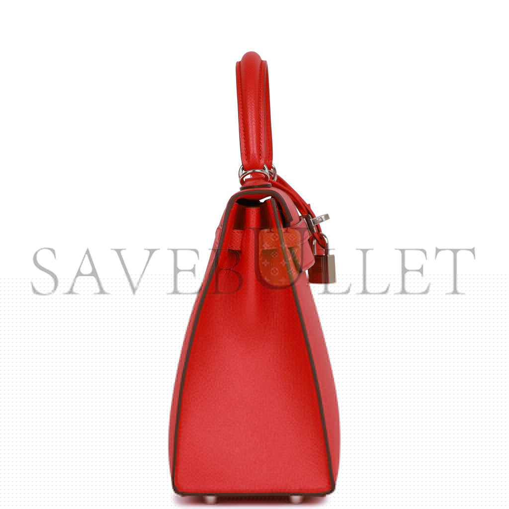 H**mes kelly sellier 25 rouge de coeur verso epsom palladium hardware (25*17*7cm