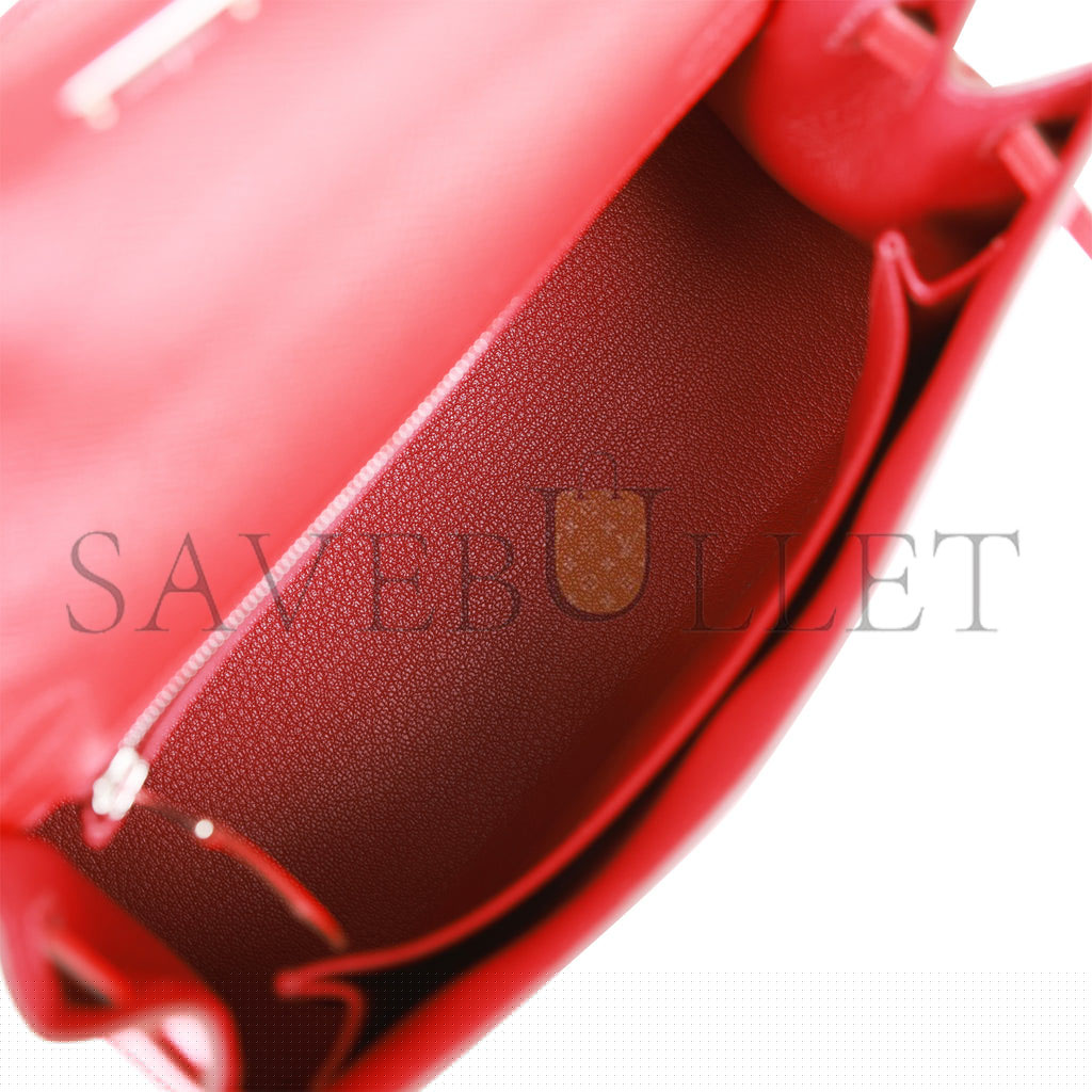 H**mes kelly sellier 25 rouge de coeur verso epsom palladium hardware (25*17*7cm