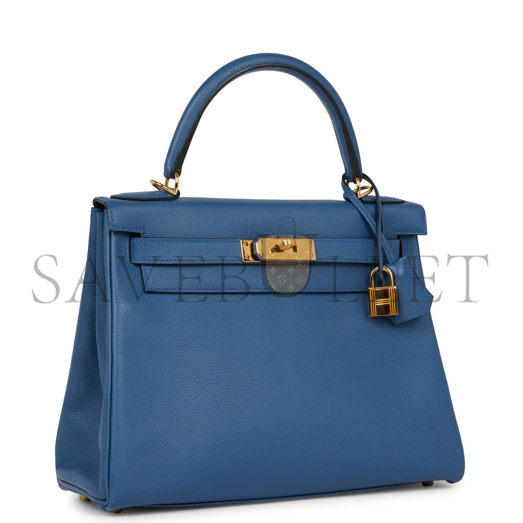 H**mes kelly retourne 28 bleu agate evercolor gold hardware  (28*22*10cm)