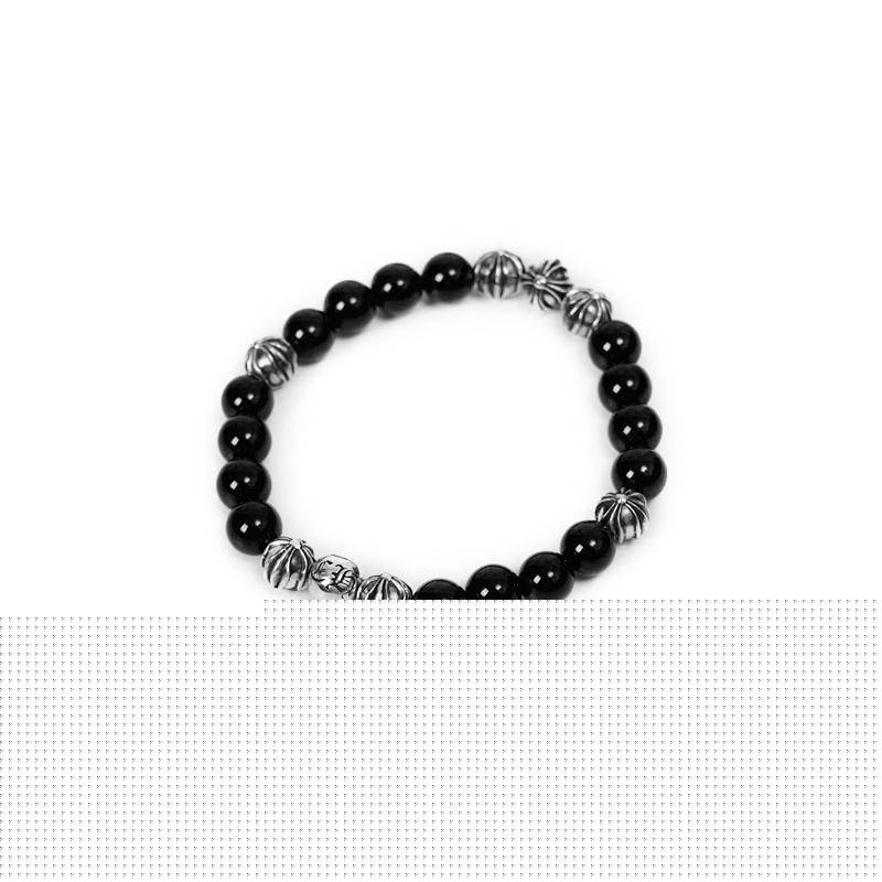 CHROME HEARTS ONYX BEAD BRACELET 8MM (8 SILVER BEADS)