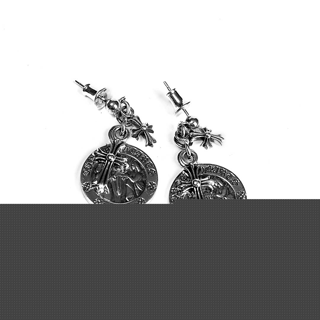 CHROME HEARTS CROSS ANGEL MEDALLION EARRING