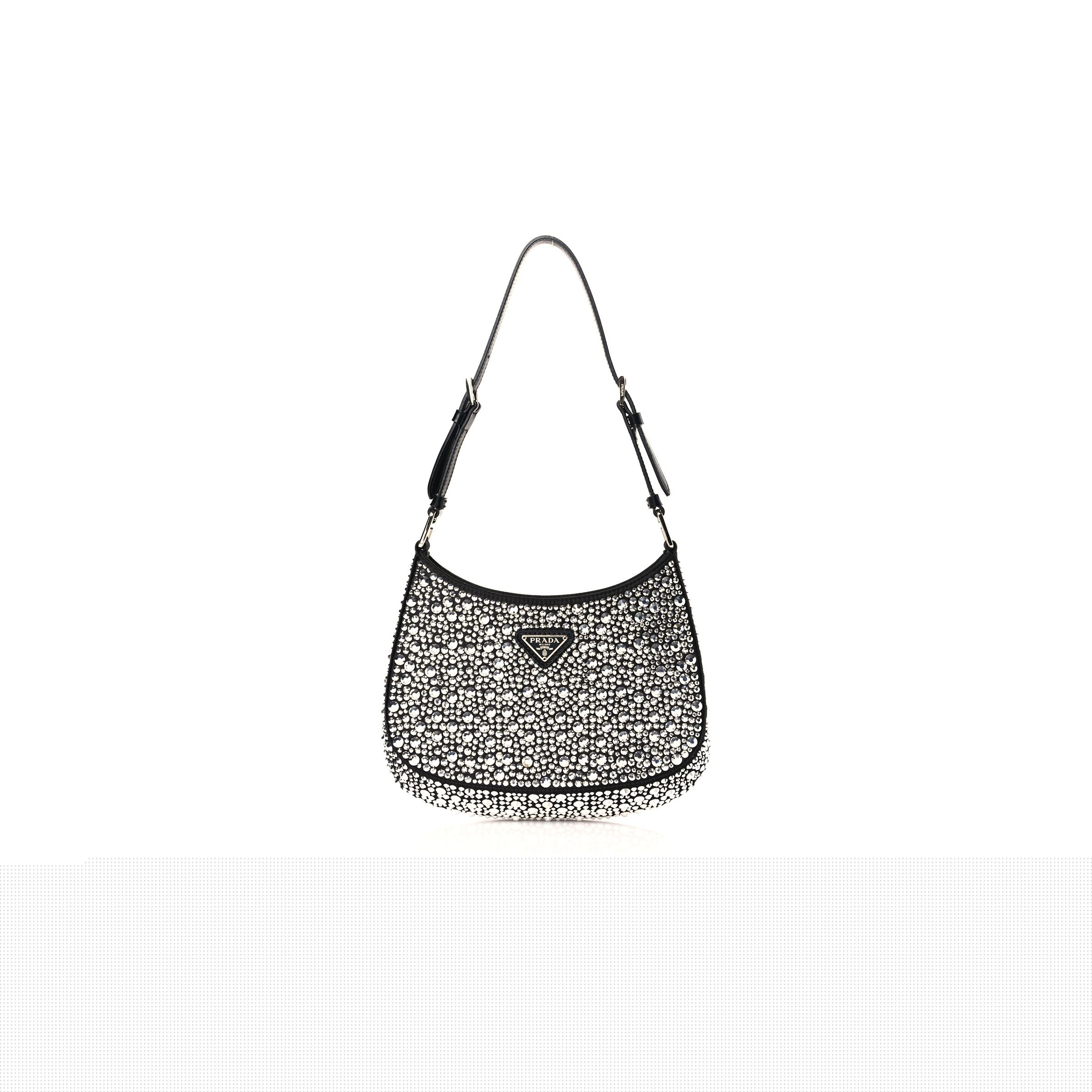 Pra*a satin crystal cleo shoulder bag black (21*19*3cm)