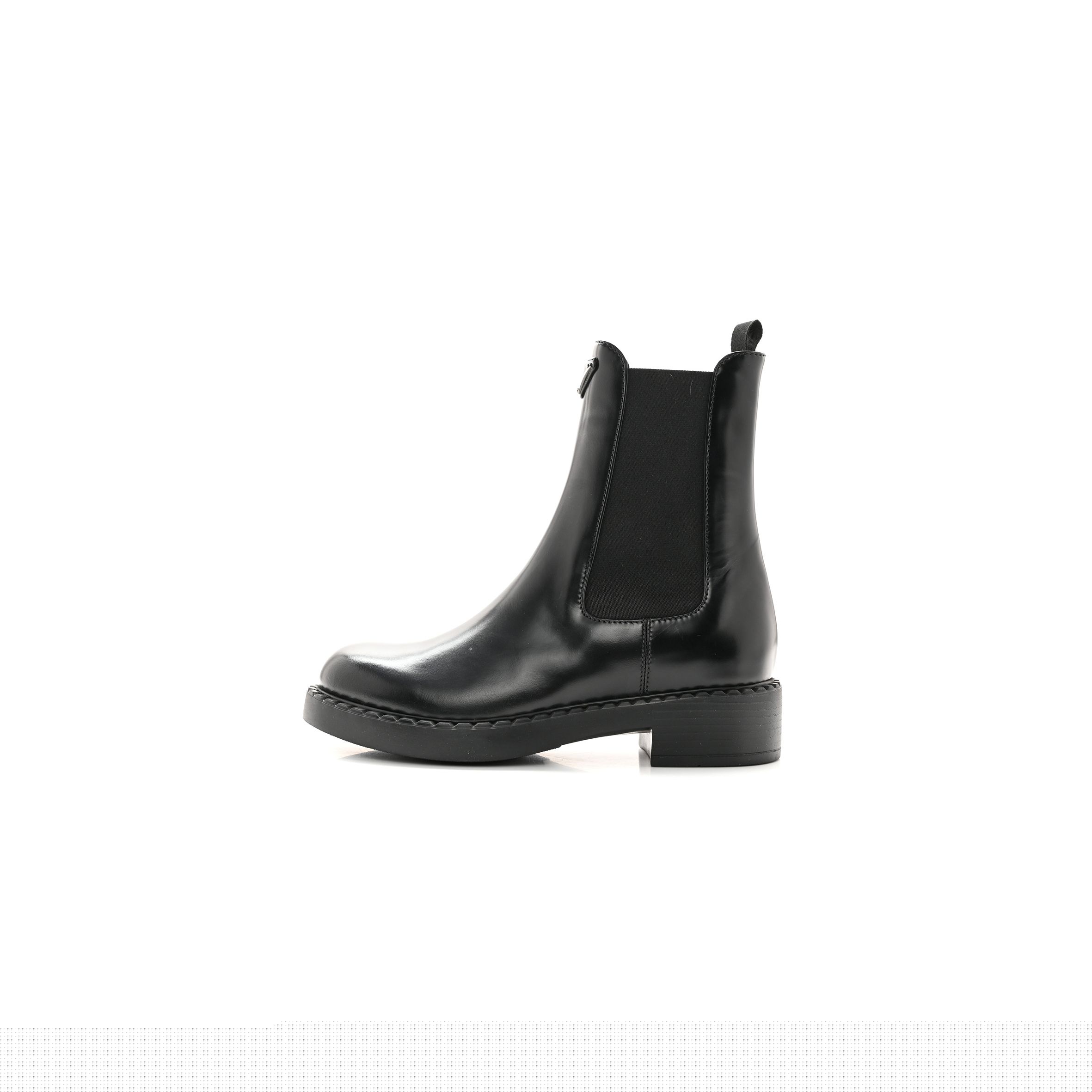 Pra*a spazzolato metal triangle logo 50mm chelsea boots 38 black