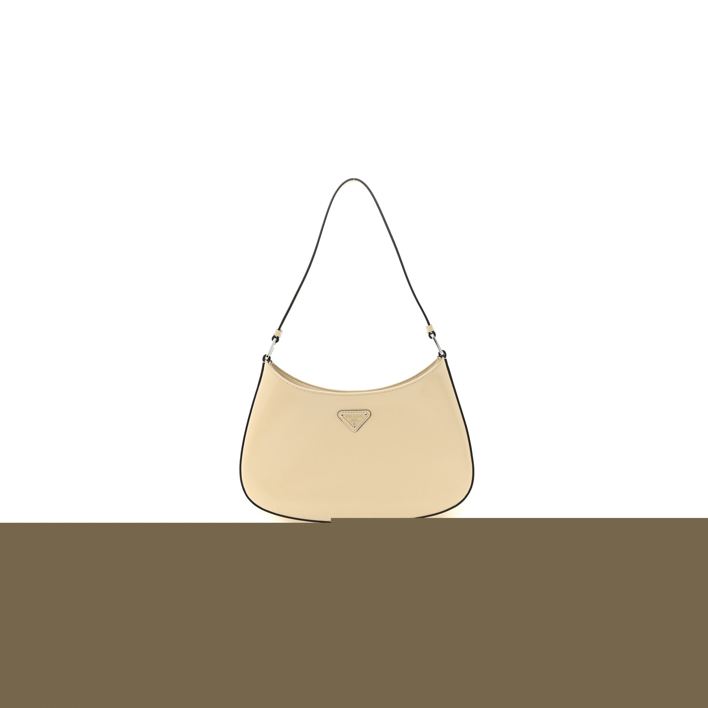 Pra*a brushed calfskin cleo shoulder bag desert beige (26*17*5cm)