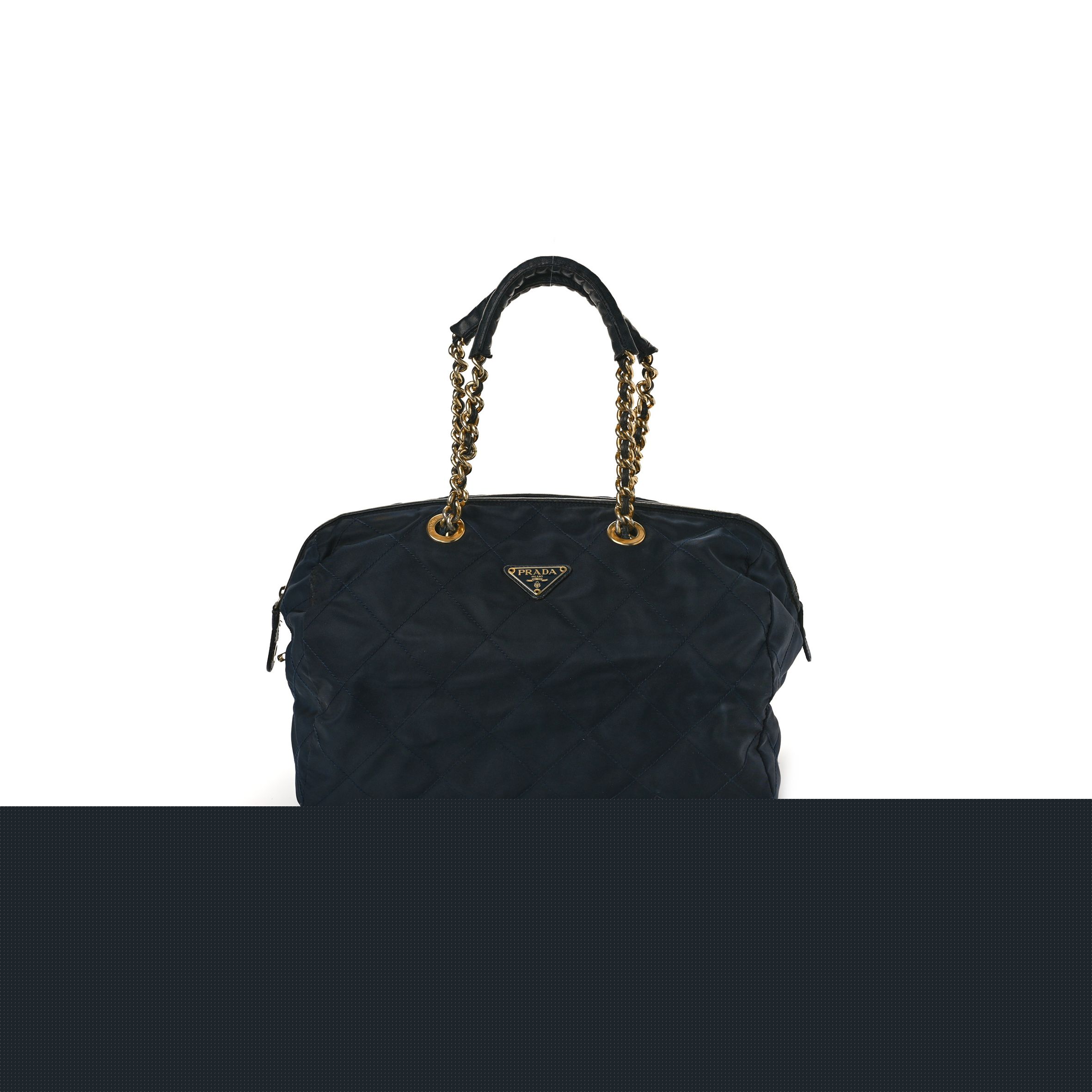 Pra*a nylon tessuto impuntu quilted shoulder bag navy (34*20*17cm)