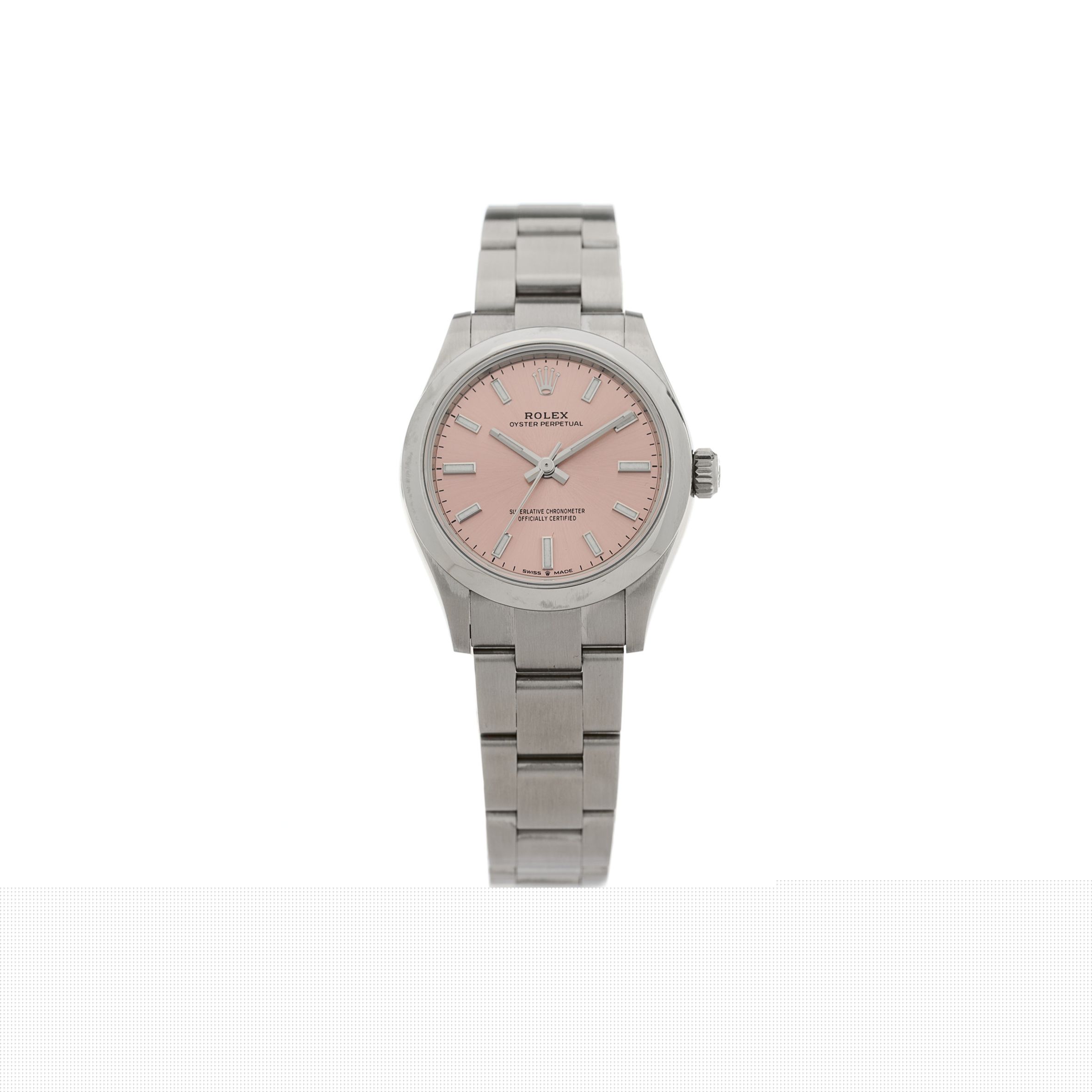 ROLEX STAINLESS STEEL 31MM OYSTER PERPETUAL WATCH PINK 277200