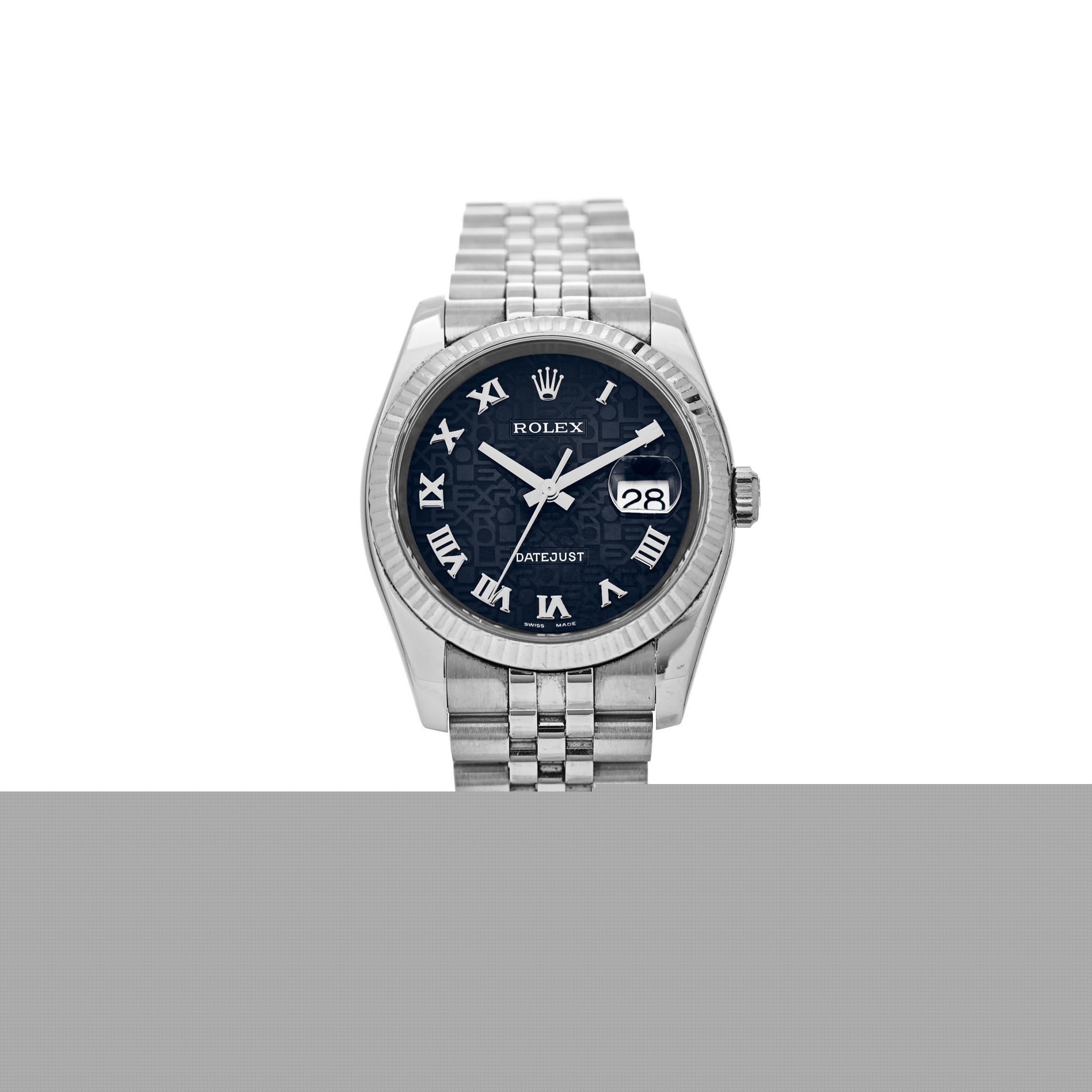 ROLEX STAINLESS STEEL 18K WHITE GOLD 36MM OYSTER PERPETUAL DATEJUST WATCH BLUE JUBILEE 11623