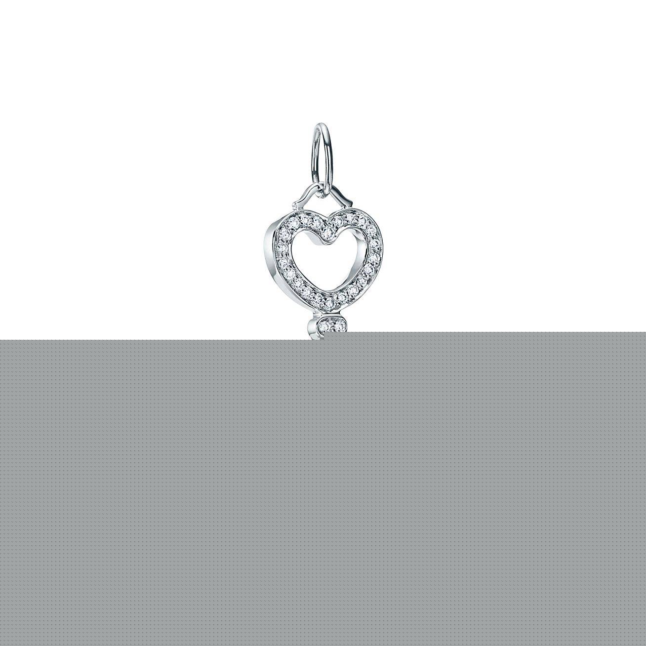 T*f*ny keys heart key in platinum with diamonds, mini