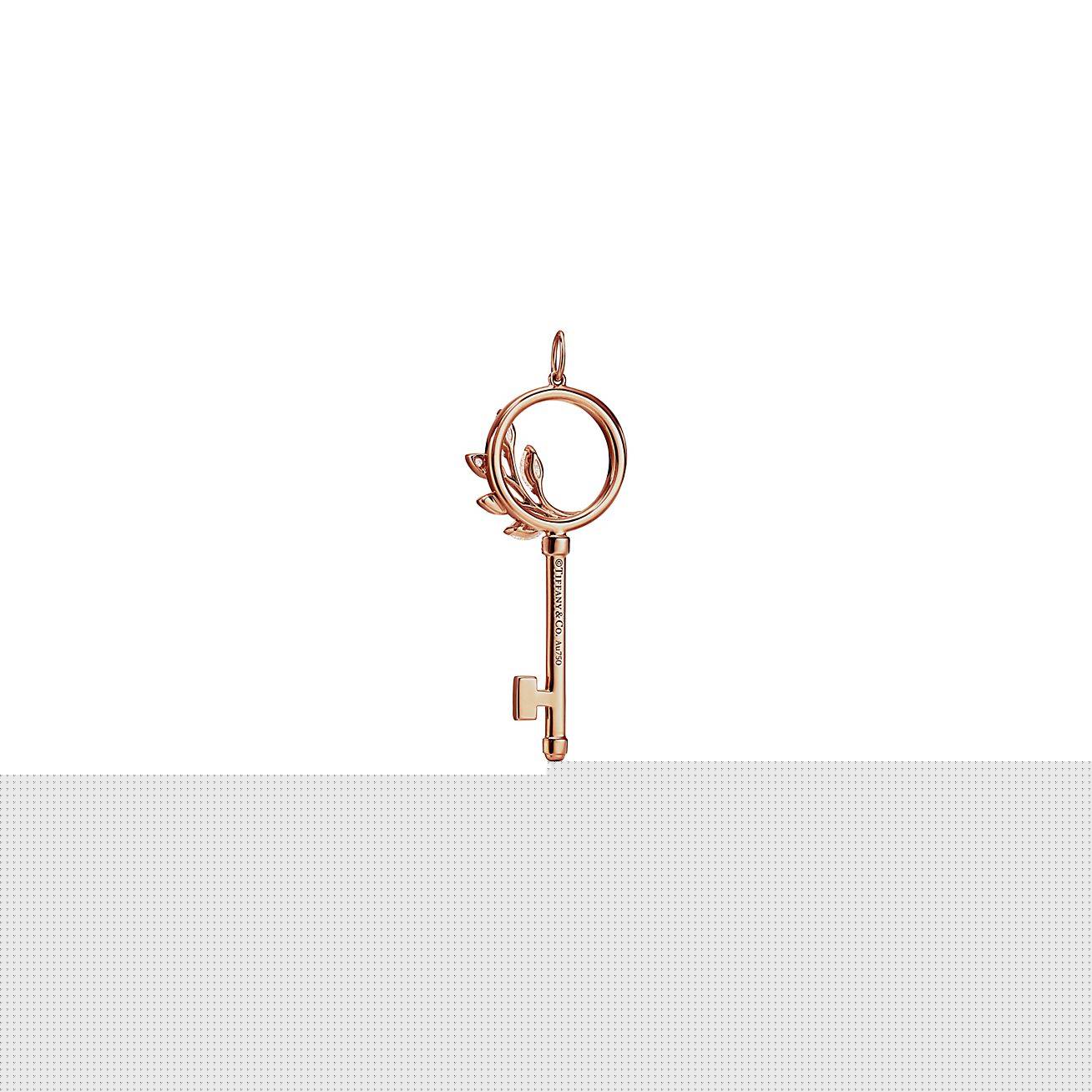 T*f*ny keys T*f*ny victoria® diamond vine circle key in 18k rose gold