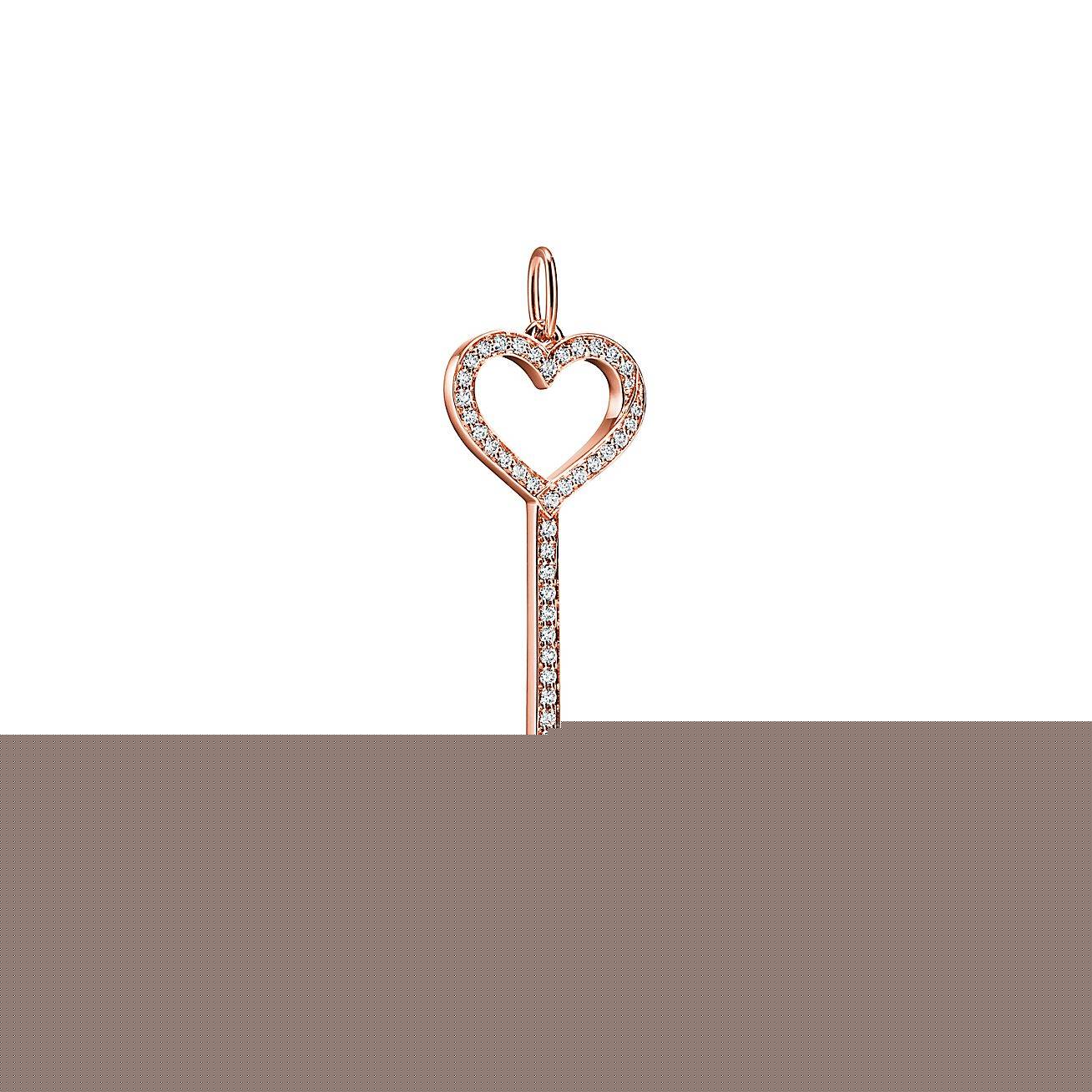 T*f*ny keys heart key in rose gold with diamonds, small
