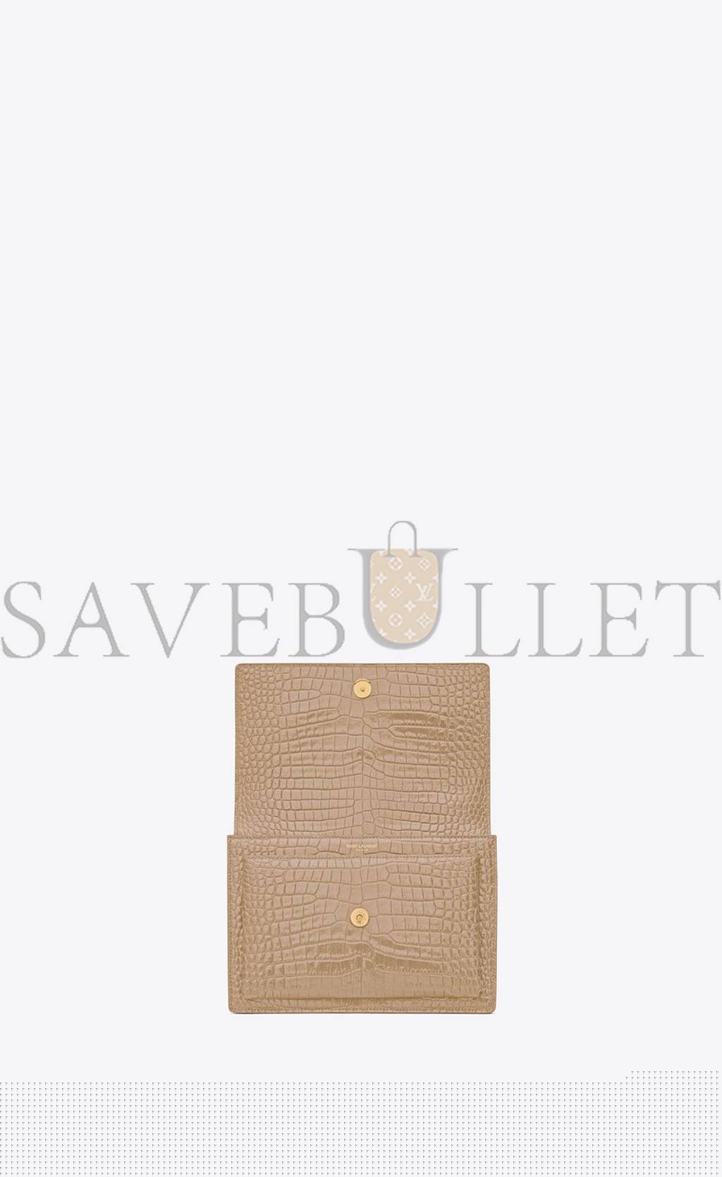 YSL SUNSET MEDIUM CHAIN BAG IN CROCODILE-EMBOSSED SHINY LEATHER 442906DND0J2721 (22*16*6.5cm)
