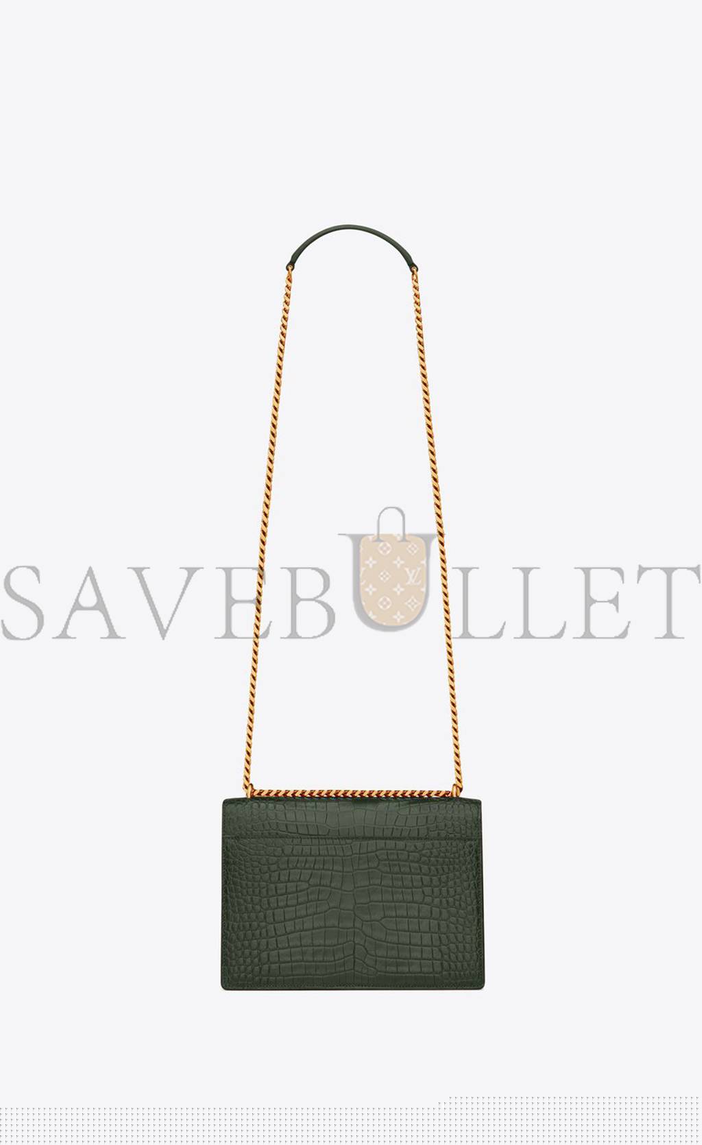 YSL SUNSET MEDIUM CHAIN BAG IN CROCODILE-EMBOSSED SHINY LEATHER 442906DND0J3144 (22*16*6.5cm)