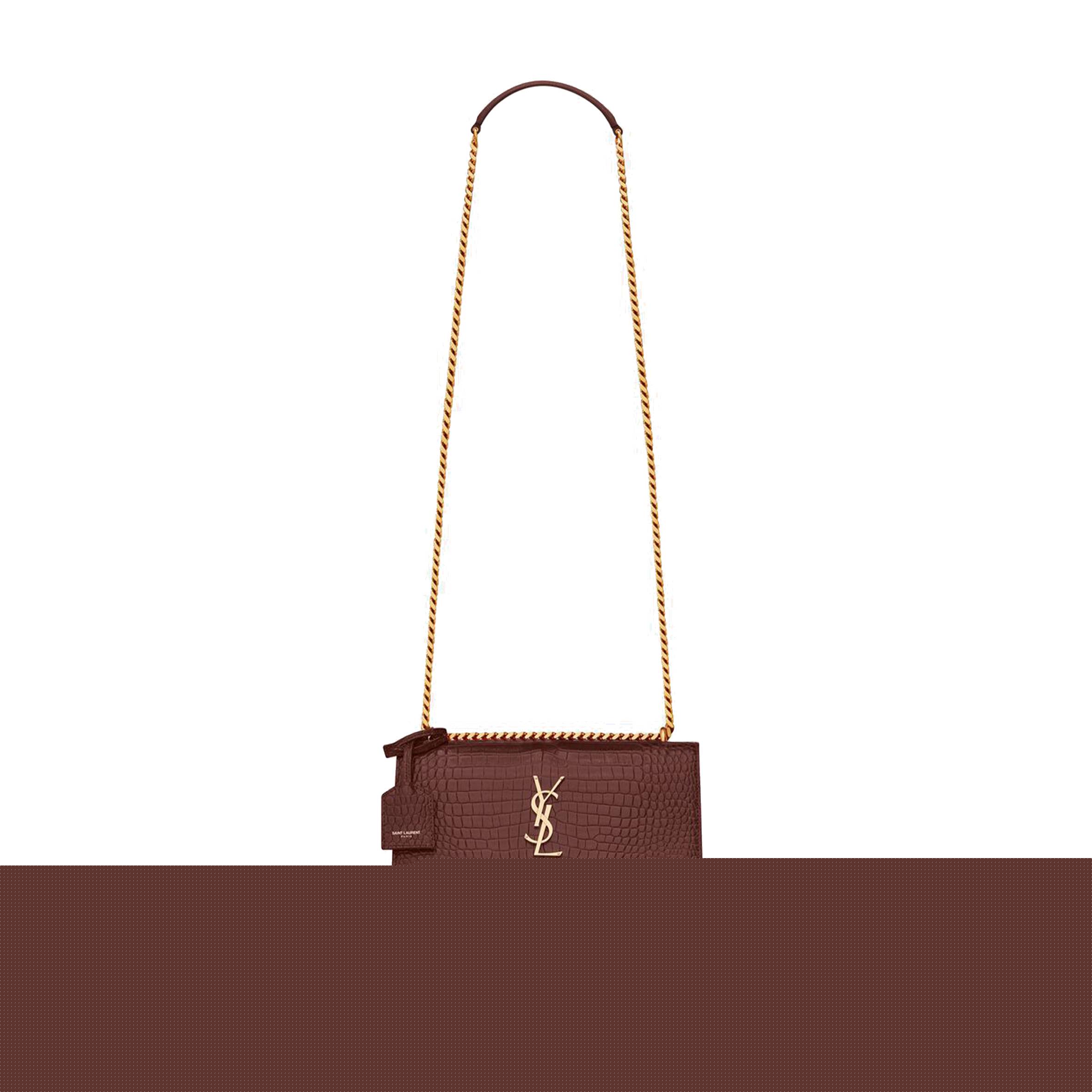 YSL SUNSET MEDIUM CHAIN BAG IN CROCODILE-EMBOSSED SHINY LEATHER 442906DND0J6147 (22*16*6.5cm)