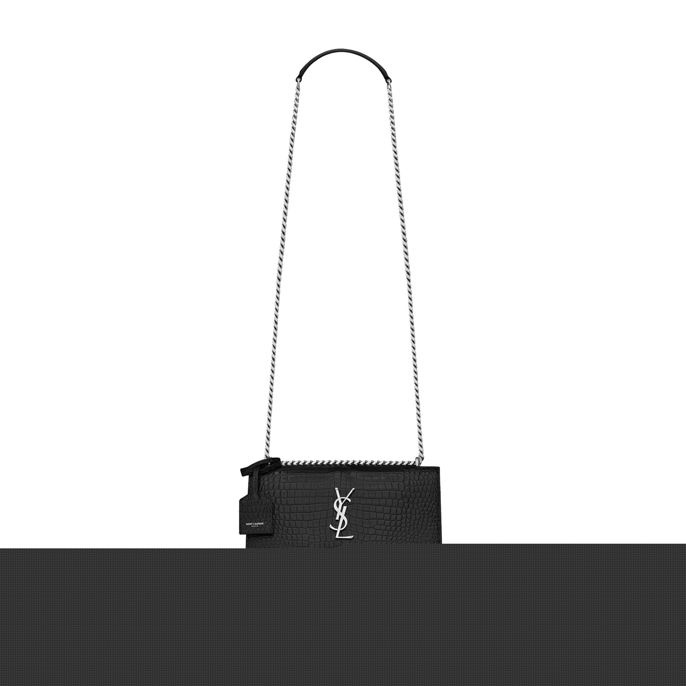 YSL SUNSET MEDIUM CHAIN GAB IN CROCODILE-EMBOSSED SHINY LEATHER 442906DND0N1000 (22*16*6.5cm)