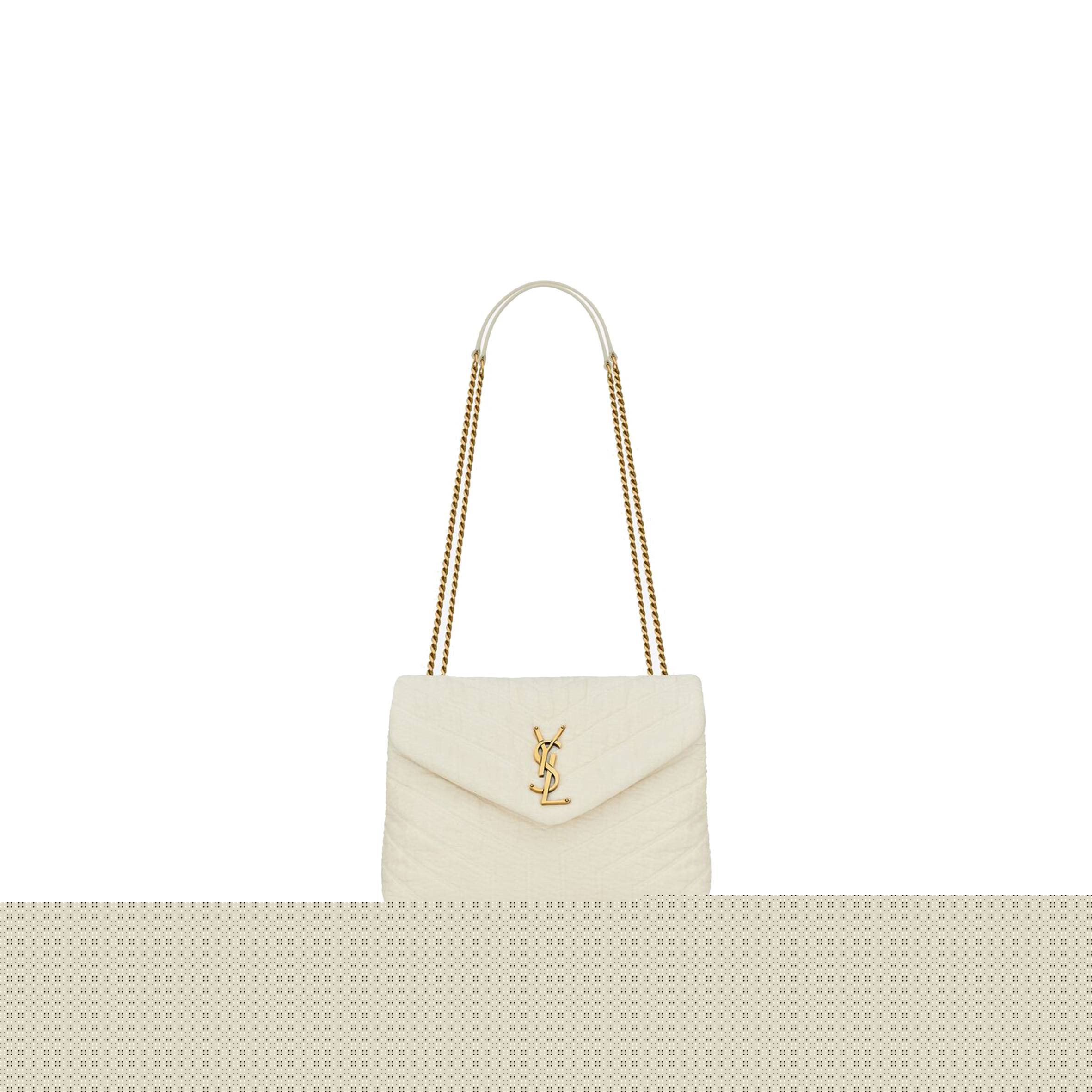 YSL LOULOU SMALL IN QUILTED &QUOT;Y&QUOT; COTTON 494699FABQ99133 (23*17*9cm)