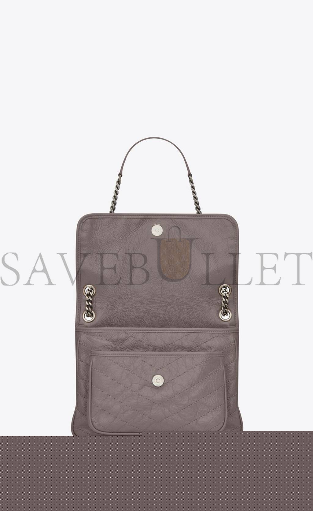 YSL NIKI MEDIUM CHAIN BAG IN CRINKLED VINTAGE LEATHER 4988940EN041202 (28*20*8.5cm)