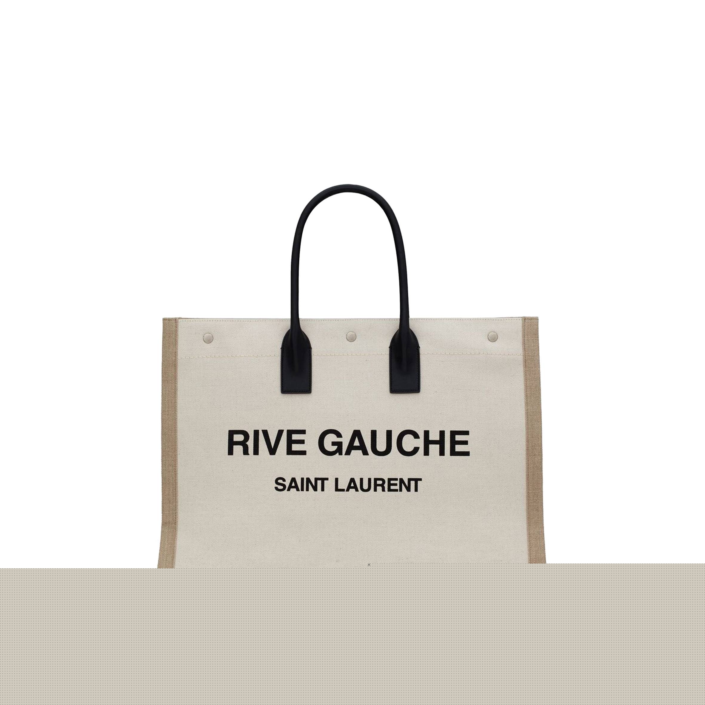 YSL RIVE GAUCHE TOTE BAG IN LINEN AND LEATHER 499290FAABR9054 (48*36*16cm)
