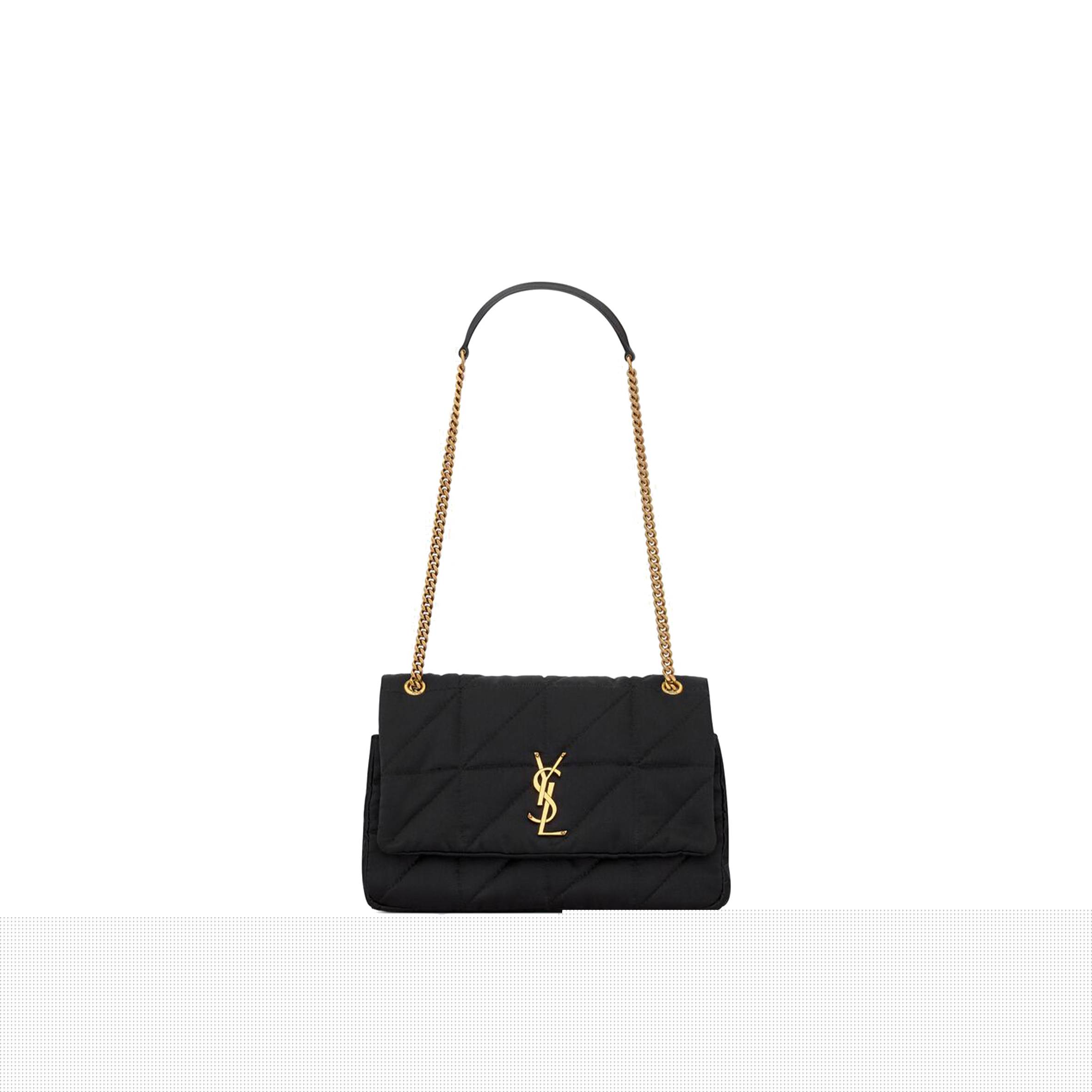 YSL JAMIE MEDIUM CHAIN BAG IN SATIN AND LEATHER 515821FAAUF1000 (25*15*7.5cm)