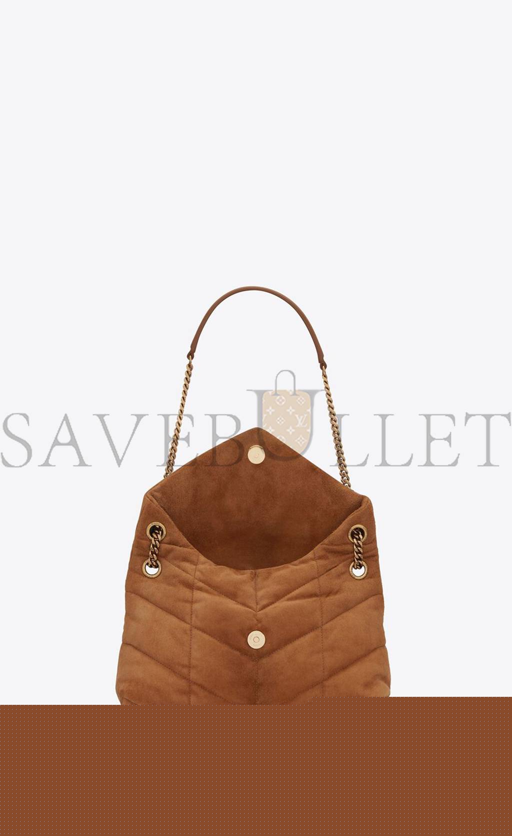YSL PUFFER SMALL CHAIN BAG IN QUILTED SUEDE 5774761U8377761 (29*17*11cm)