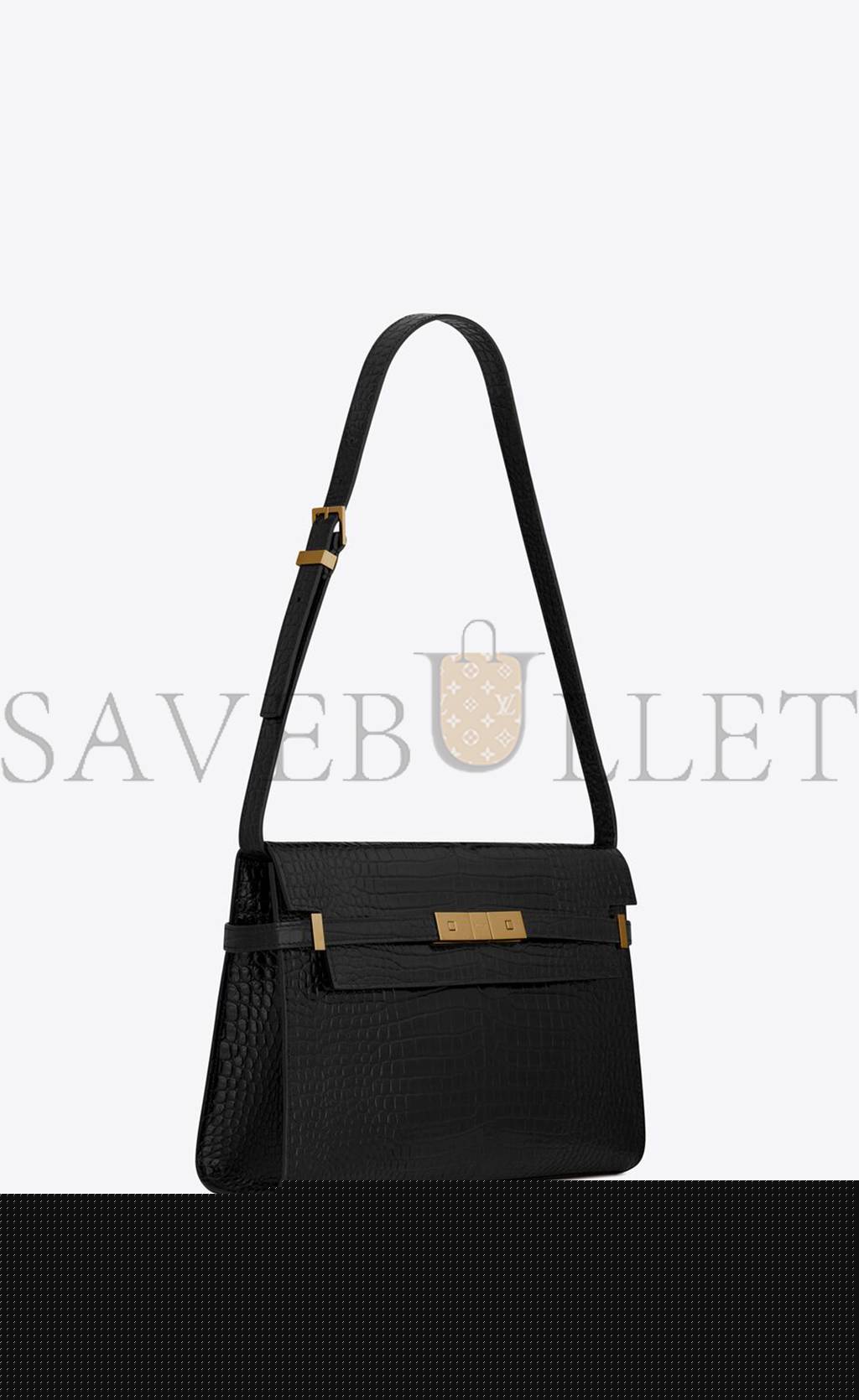 YSL MANHATTAN SHOULDER BAG IN CROCODILE-EMBOSSED SHINY LEATHER 579271DND0J1000 (29*20*7.5cm）