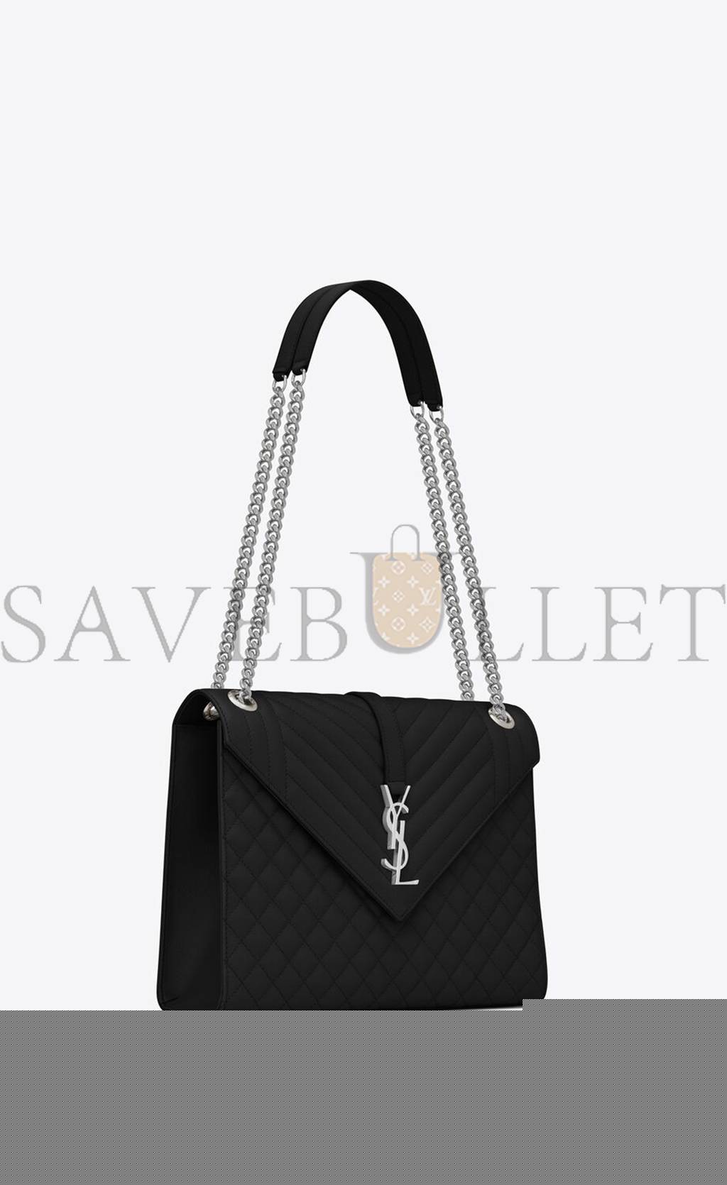 YSL ENVELOPE LARGE BAG IN MIX MATELASS&EACUTE; GRAIN DE POUDRE EMBOSSED LEATHER 600166BOW921000 (31*22*7.5cm)