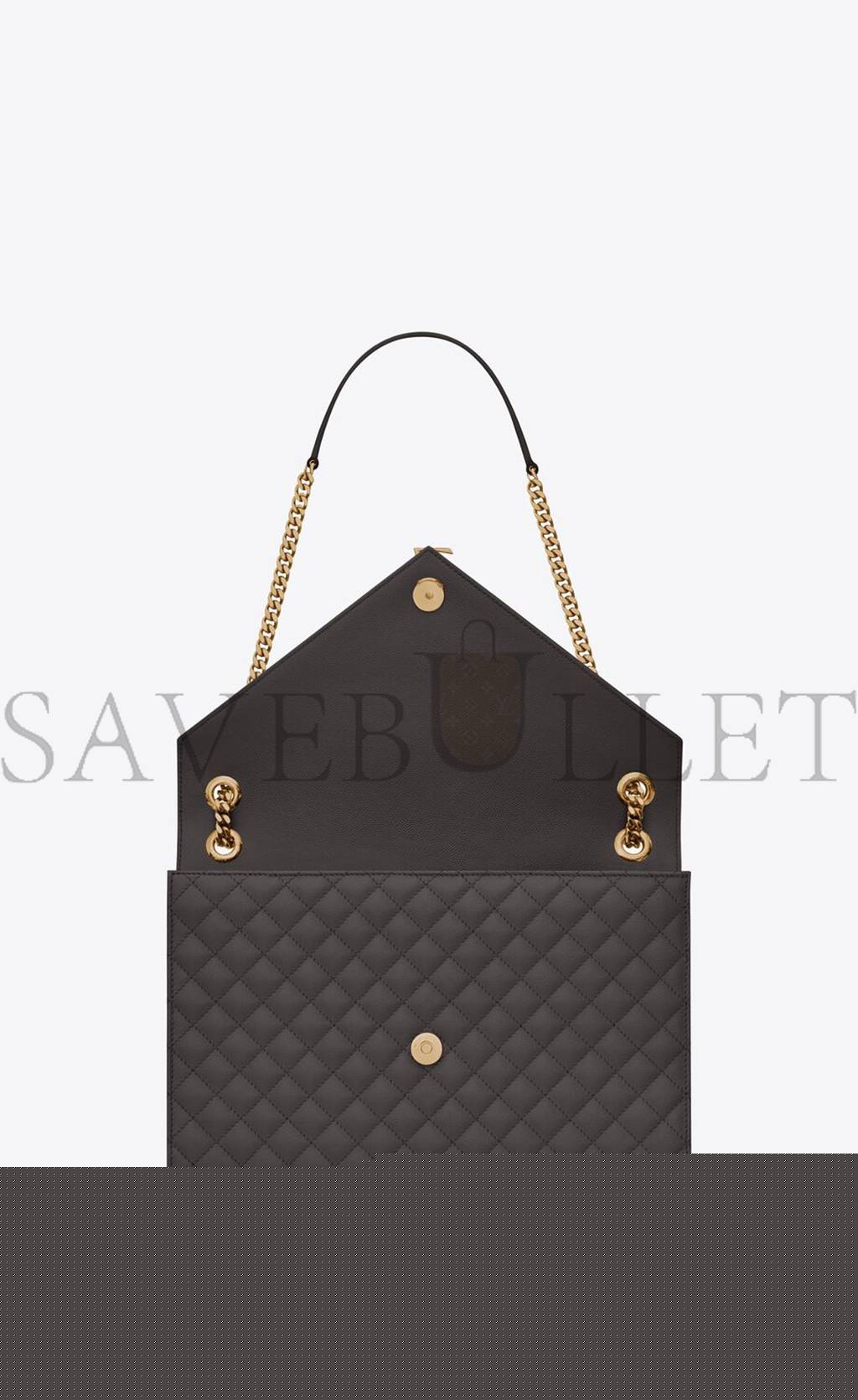YSL ENVELOPPE LARGE BAG IN MIX MATELASS&EACUTE; GRAIN DE POUDRE EMBOSSED LEATHER 600166BOW971112 (31*22*7.5cm)