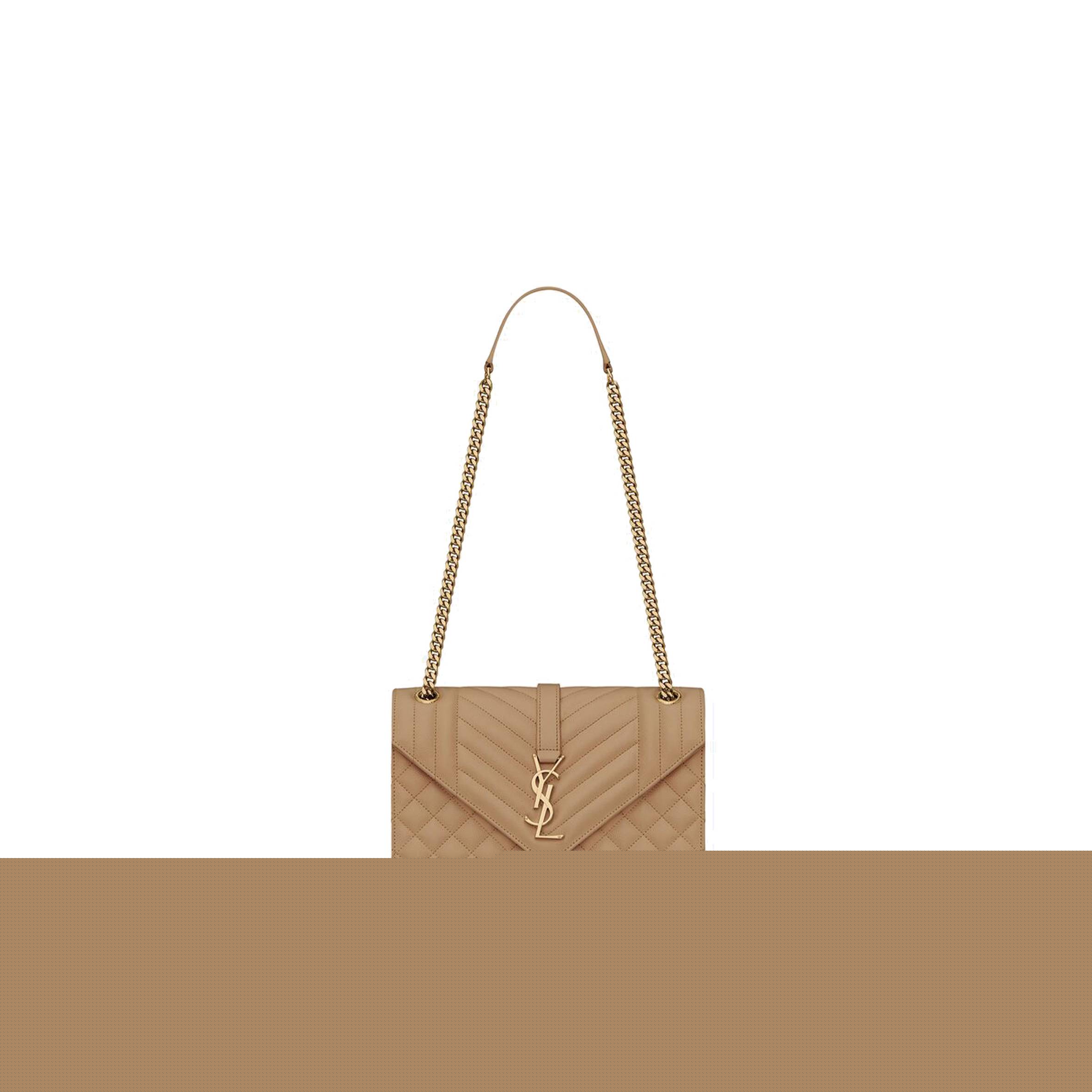 YSL ENVELOPE MEDIUM CHAIN BAG IN MIX MATELASS&EACUTE; GRAIN DE POUDRE EMBOSSED LEATHER 600185BOW912346 (24*17.5*6cm)