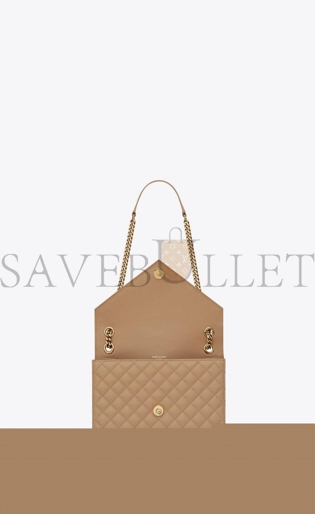 YSL ENVELOPE MEDIUM CHAIN BAG IN MIX MATELASS&EACUTE; GRAIN DE POUDRE EMBOSSED LEATHER 600185BOW912346 (24*17.5*6cm)