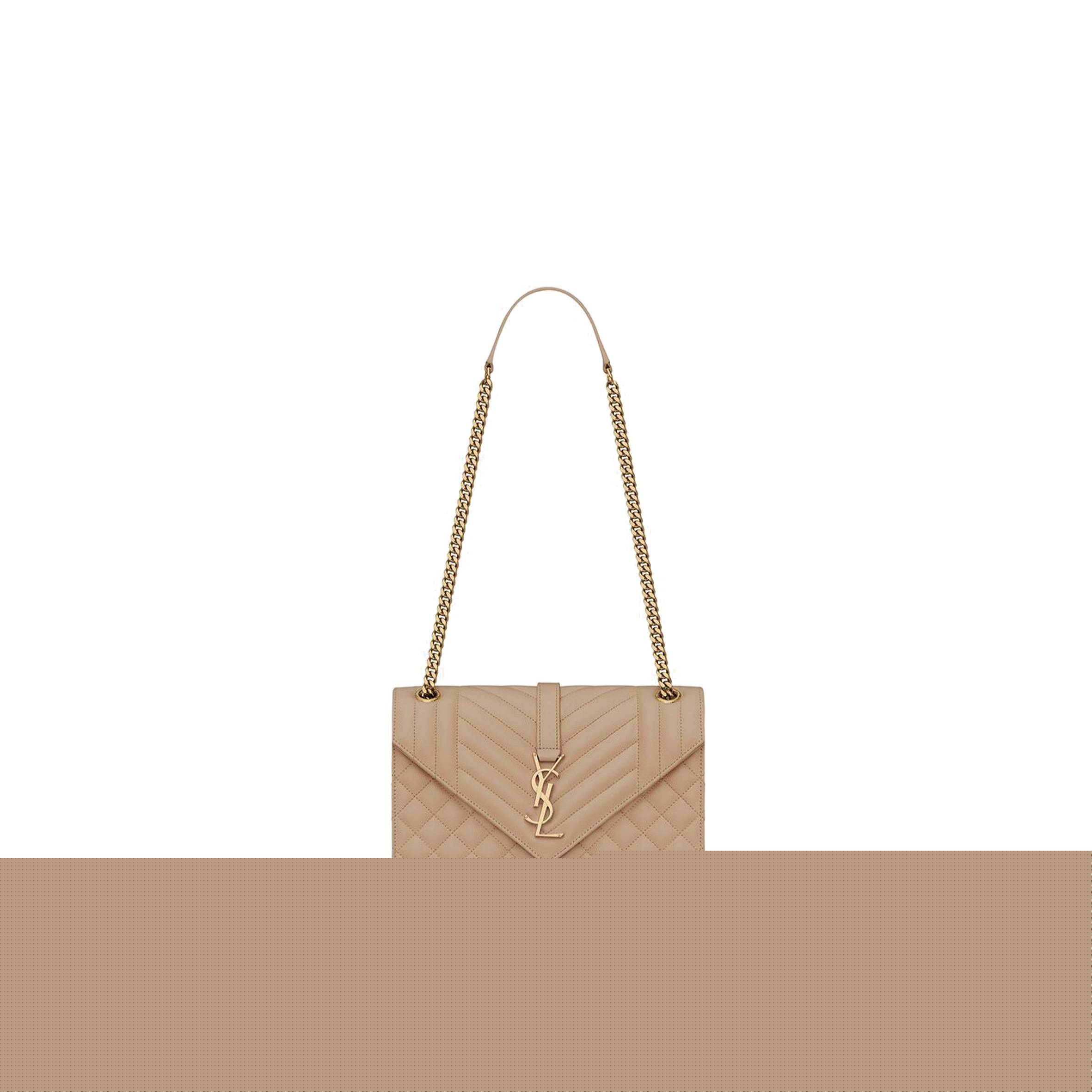 YSL ENVELOPE MEDIUM CHAIN BAG IN MIX MATELASS&EACUTE; GRAIN DE POUDRE EMBOSSED LEATHER 600185BOW912721 (24*17.5*6cm)