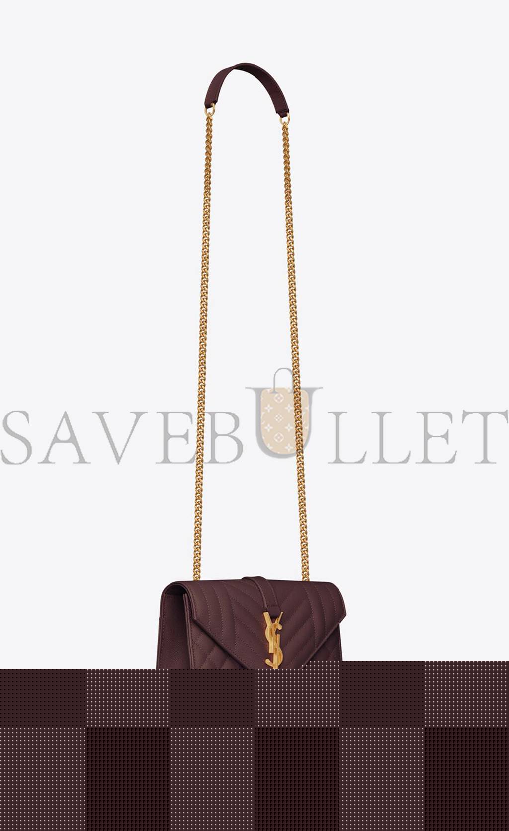 YSL ENVELOPE SMALL BAG IN MIX MATELASS&EACUTE; GRAIN DE POUDRE EMBOSSED LEATHER 600195BOW916475 (21*13*6cm)