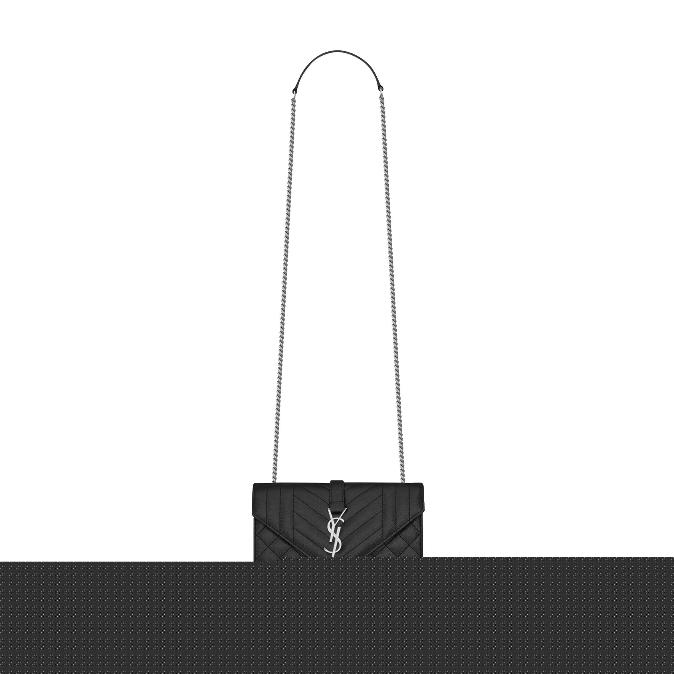 YSL ENVELOPE SMALL BAG IN MIX MATELASS&EACUTE; GRAIN DE POUDRE EMBOSSED LEATHER 600195BOW921000 (21*13*6cm)