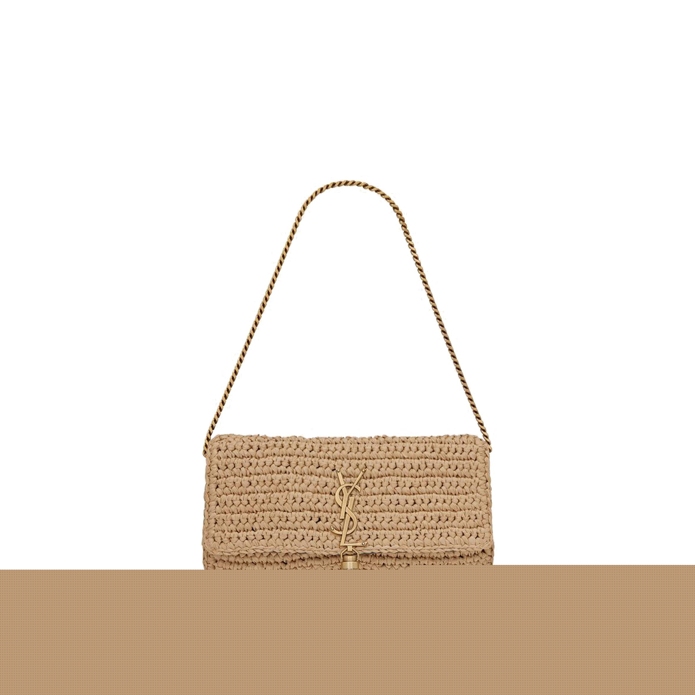 YSL KATE 99 CHAIN BAG WITH TASSEL IN RAFFIA 604276GG6AW7072 (26*13.5*4.5cm)