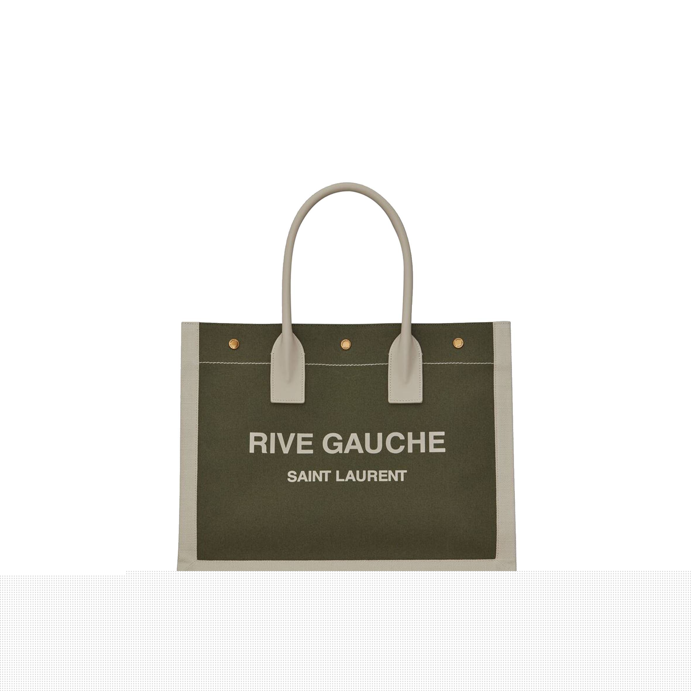 YSL RIVE GAUCHE SMALL TOTE BAG IN LINEN AND LEATHER 617481FAADI3281 (39*31*18cm)