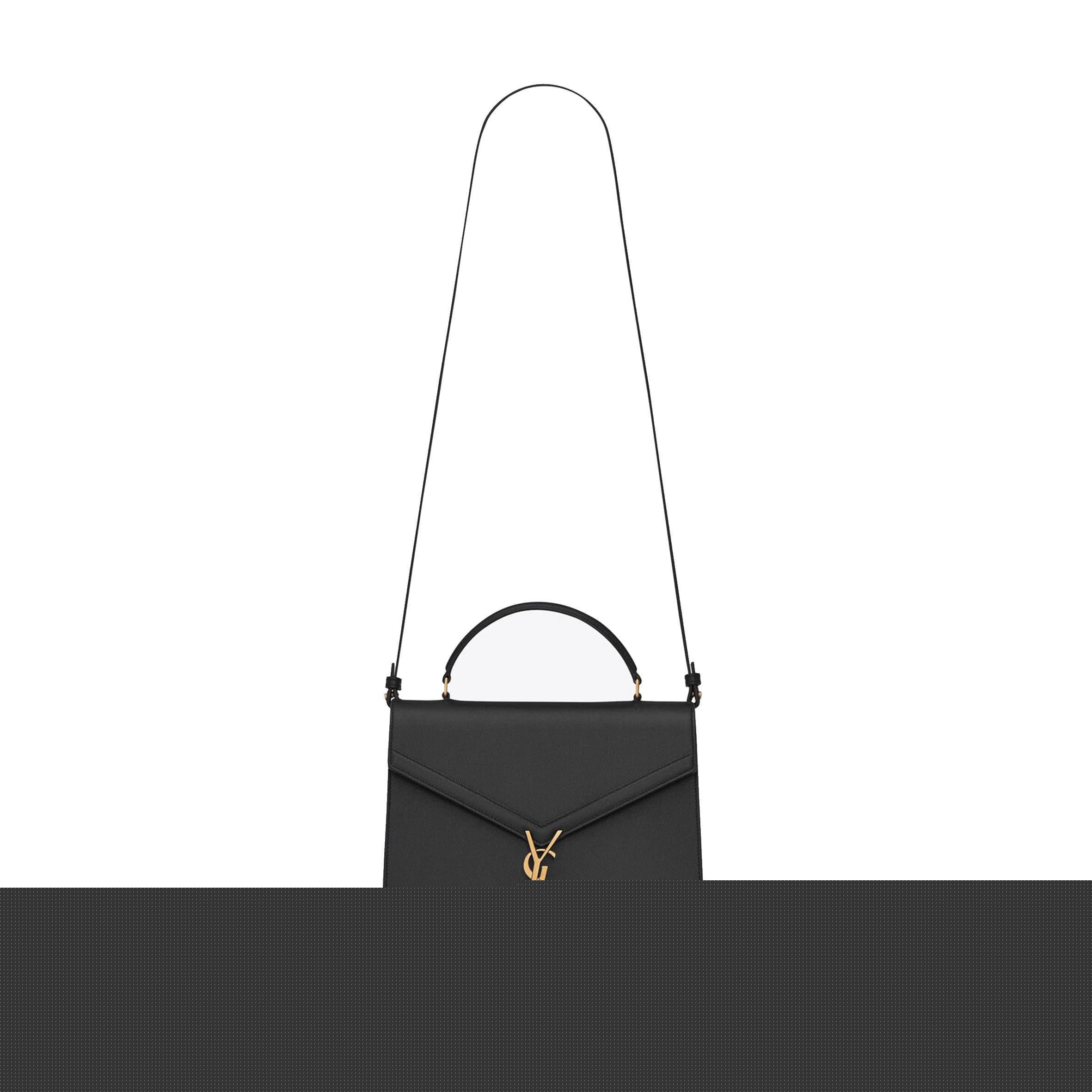YSL CASSANDRA MEDIUM TOP HANDLE BAG IN GRAIN DE POUDRE EMBOSSED LEATHER 623931BOW0W1000 (24.5*20*11.5cm)
